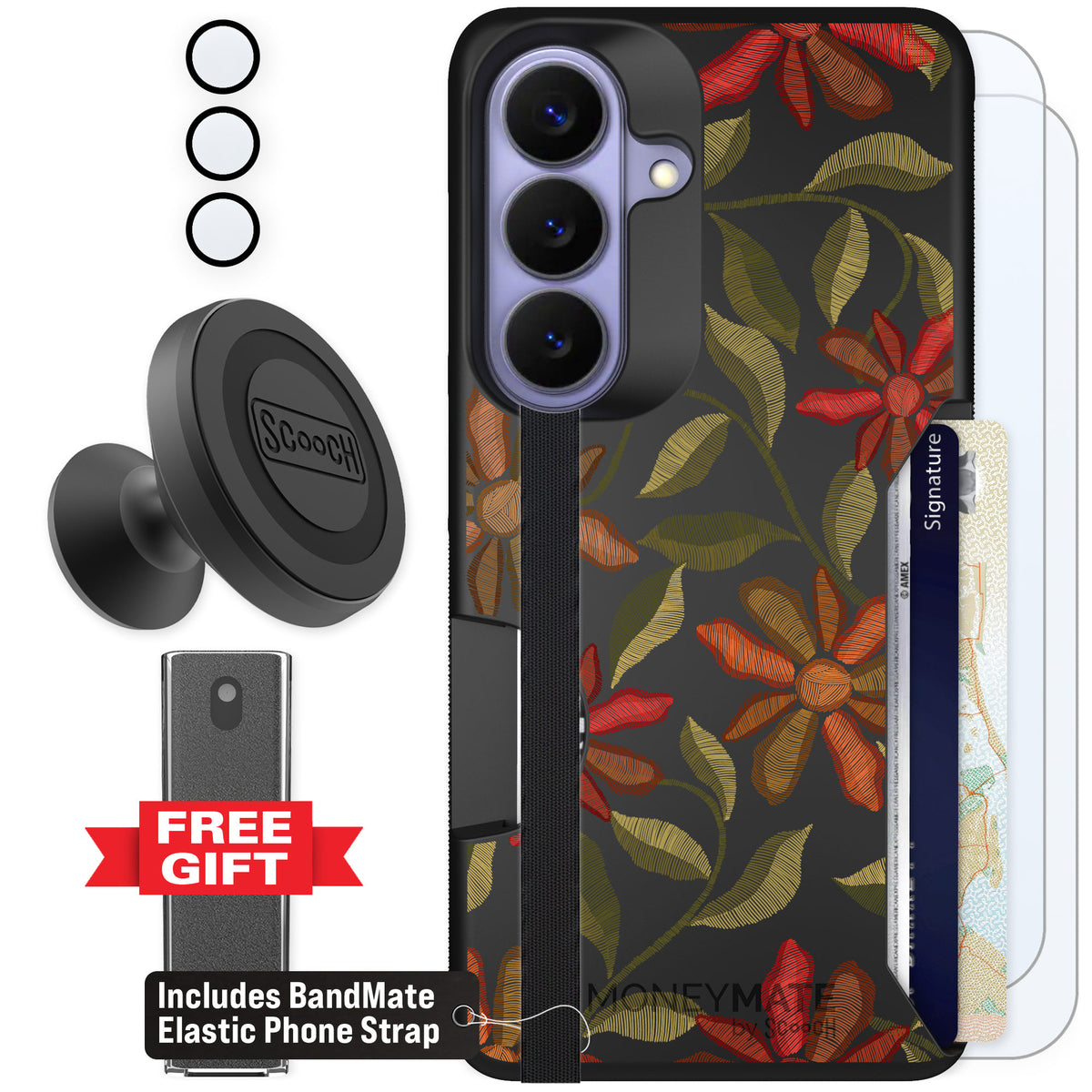 Scooch Moneymate Floral Tapestry for Galaxy S26 β Defender Bundle