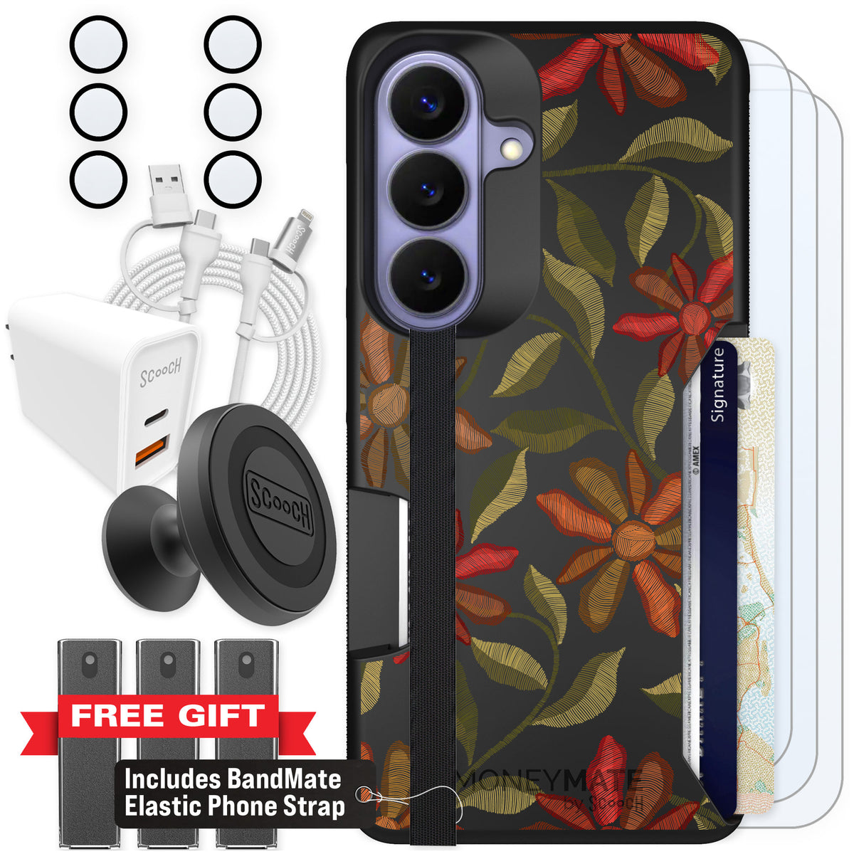 Scooch Moneymate Floral Tapestry for Galaxy S26 β Ultimate Bundle