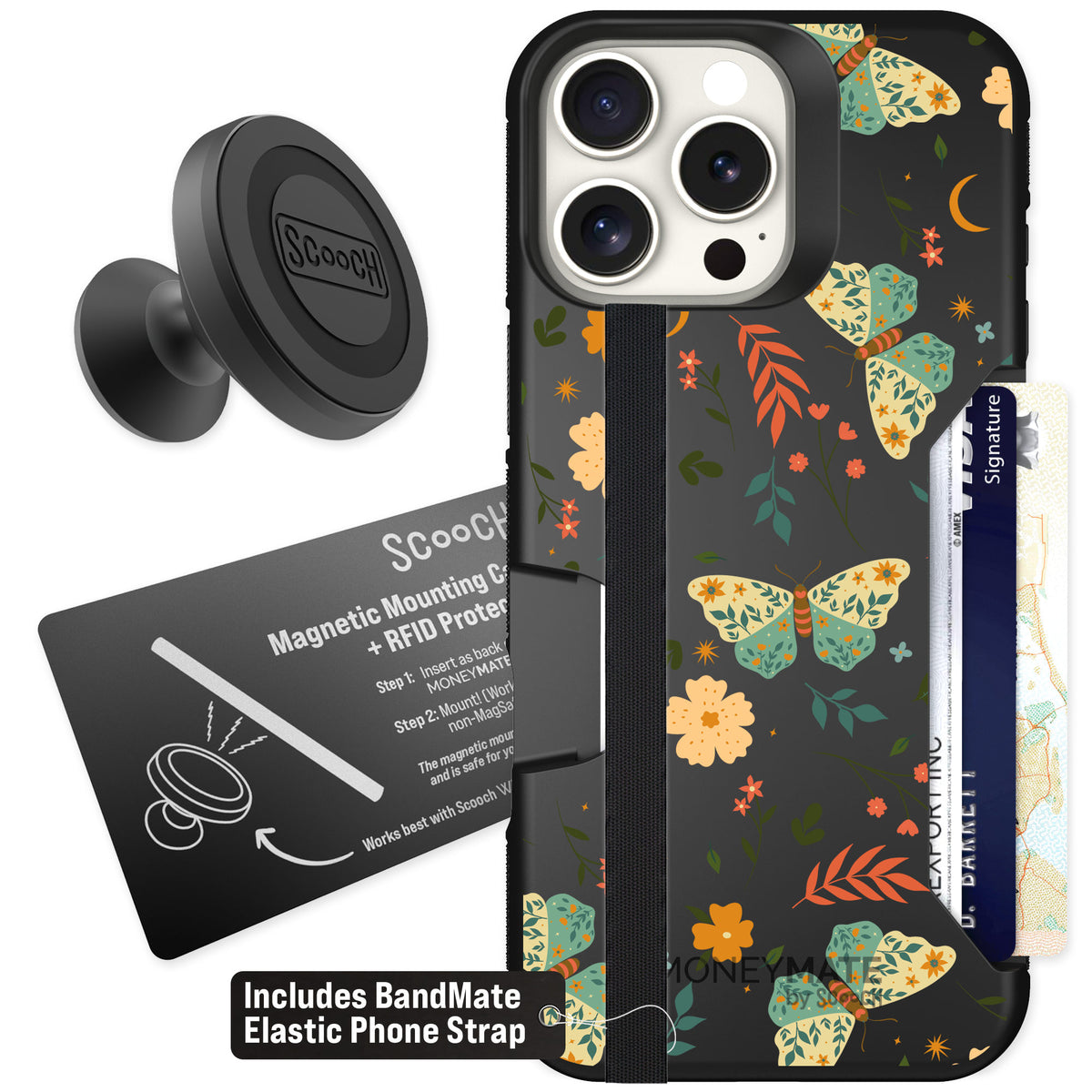 Scooch Moneymate Boho Nights for iPhone 16 Pro Max β Starter Bundle