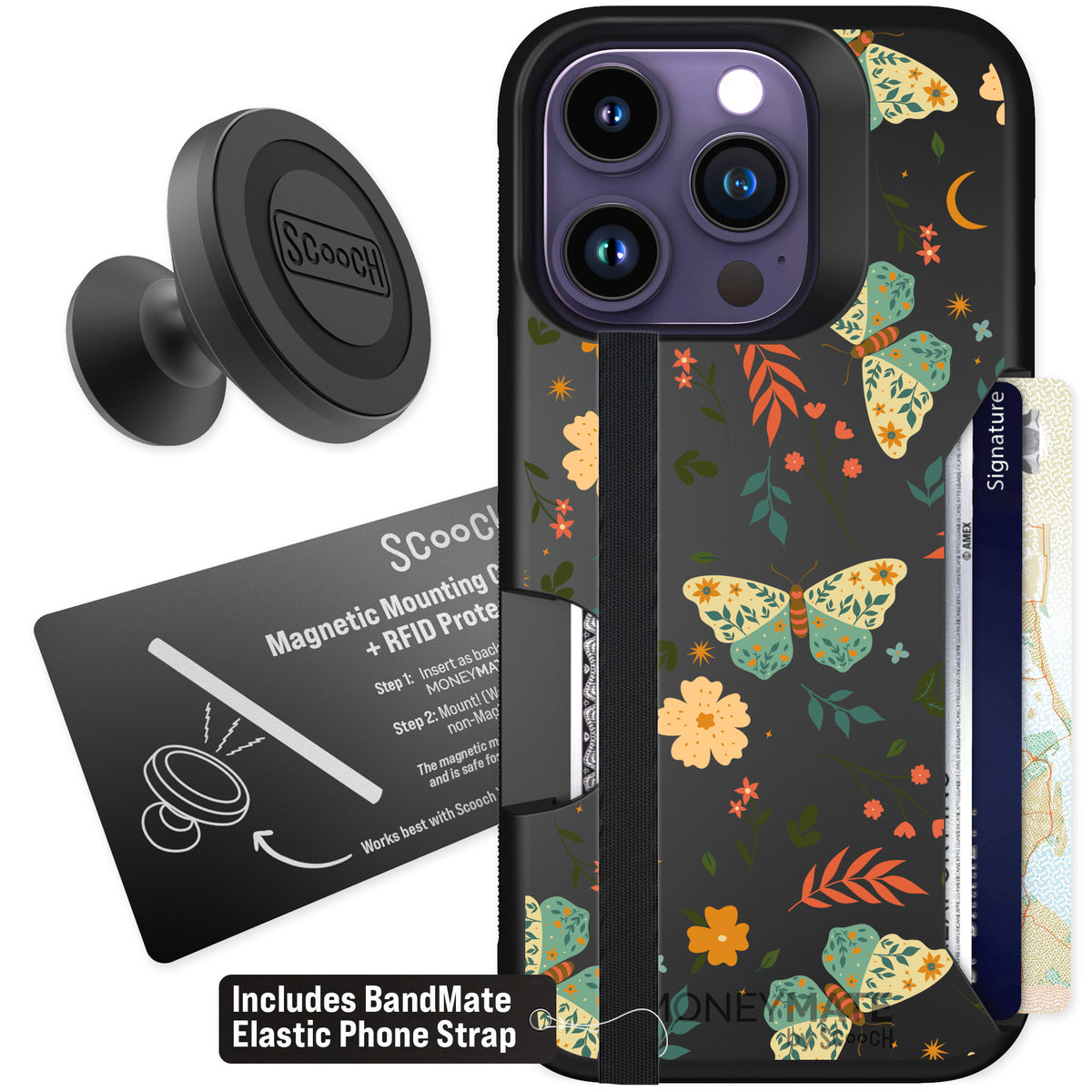 Scooch Moneymate Boho Nights for iPhone 14 Pro β Starter Bundle