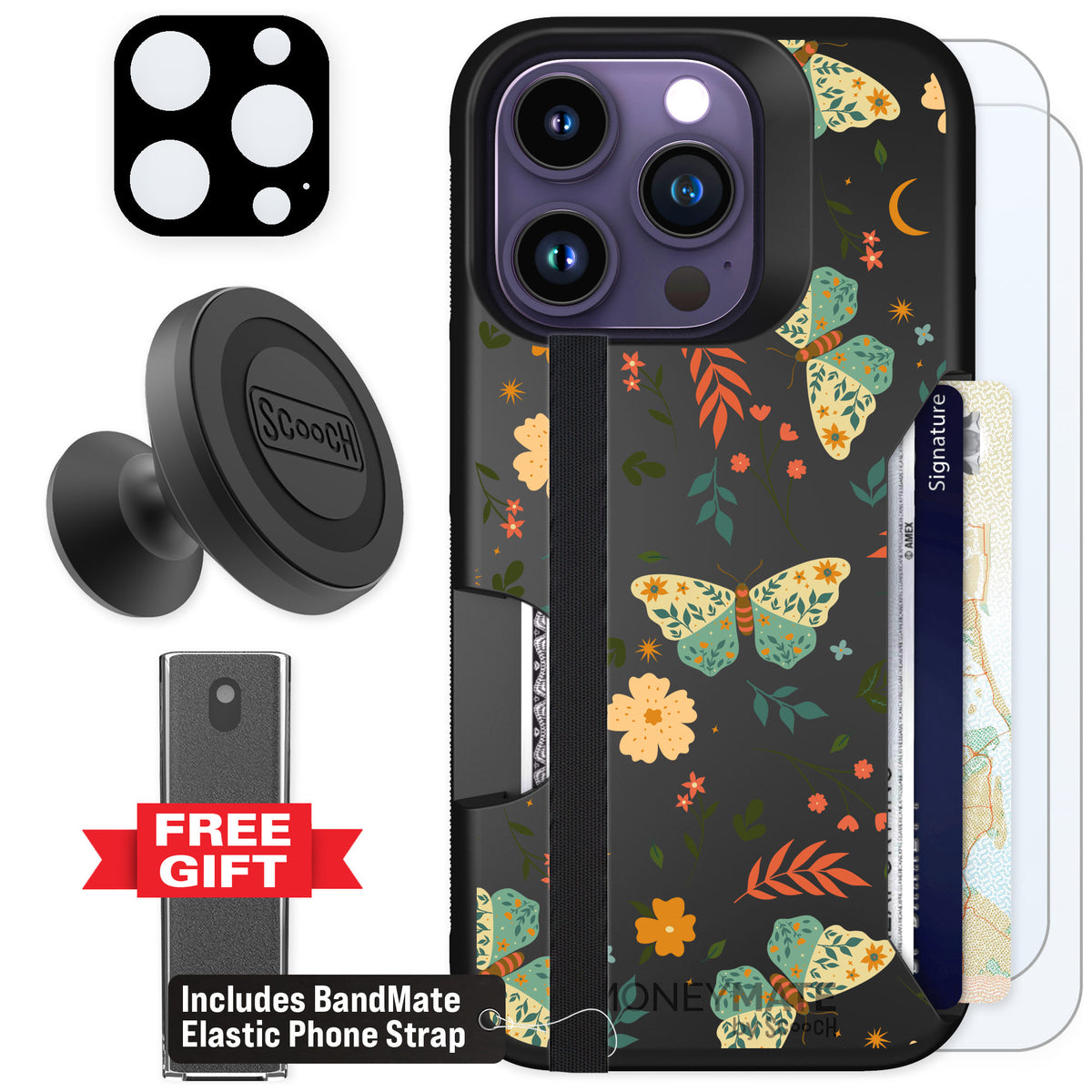 Scooch Moneymate Boho Nights for iPhone 14 Pro β Defender Bundle