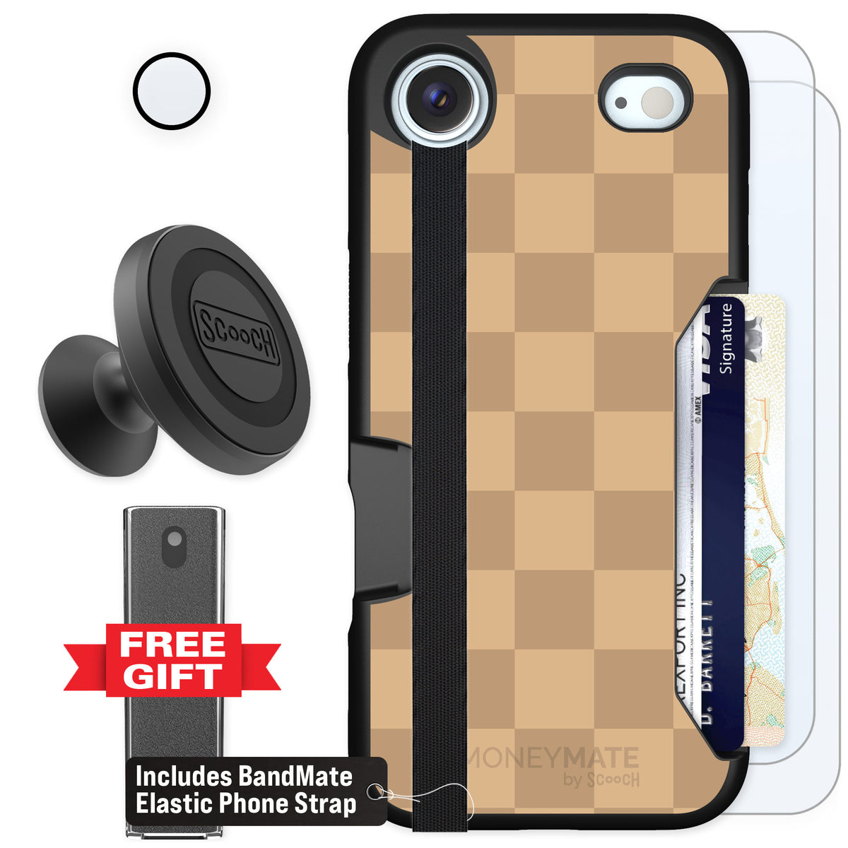 Scooch Moneymate Checkered Beige for iPhone Air β Defender Bundle