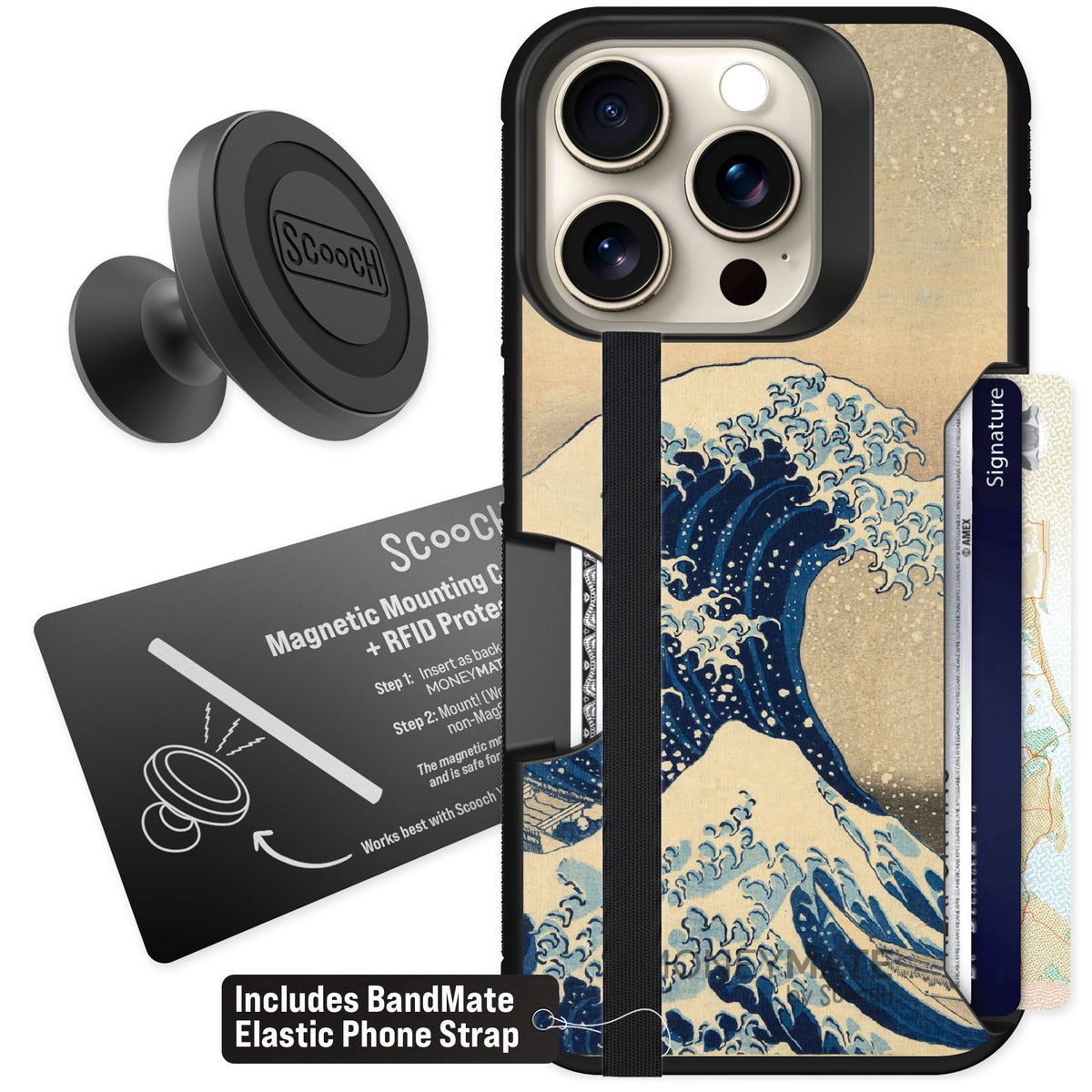 Scooch Moneymate Great Wave for iPhone 15 Pro β Starter Bundle