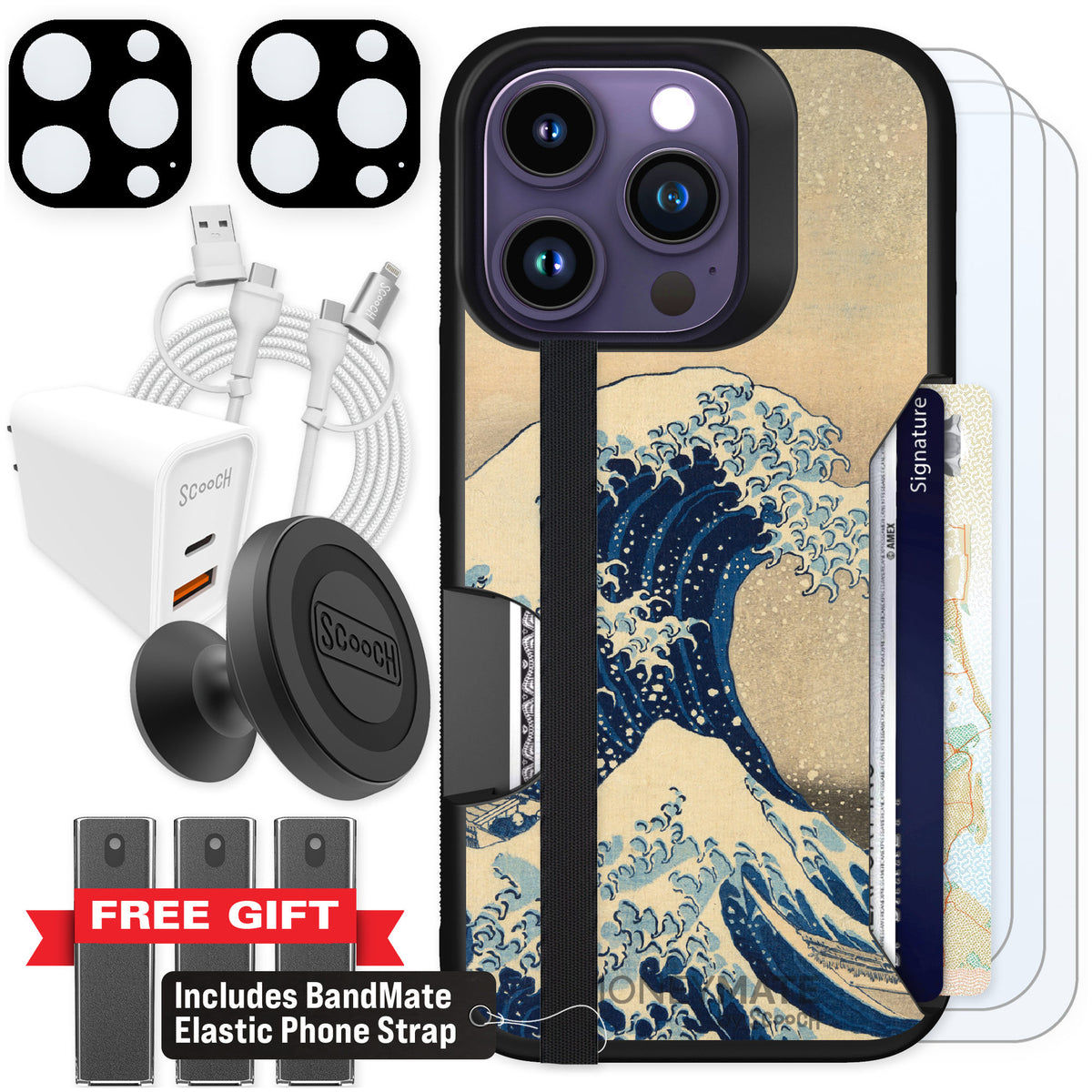 Scooch Moneymate Great Wave for iPhone 14 Pro β Ultimate Bundle