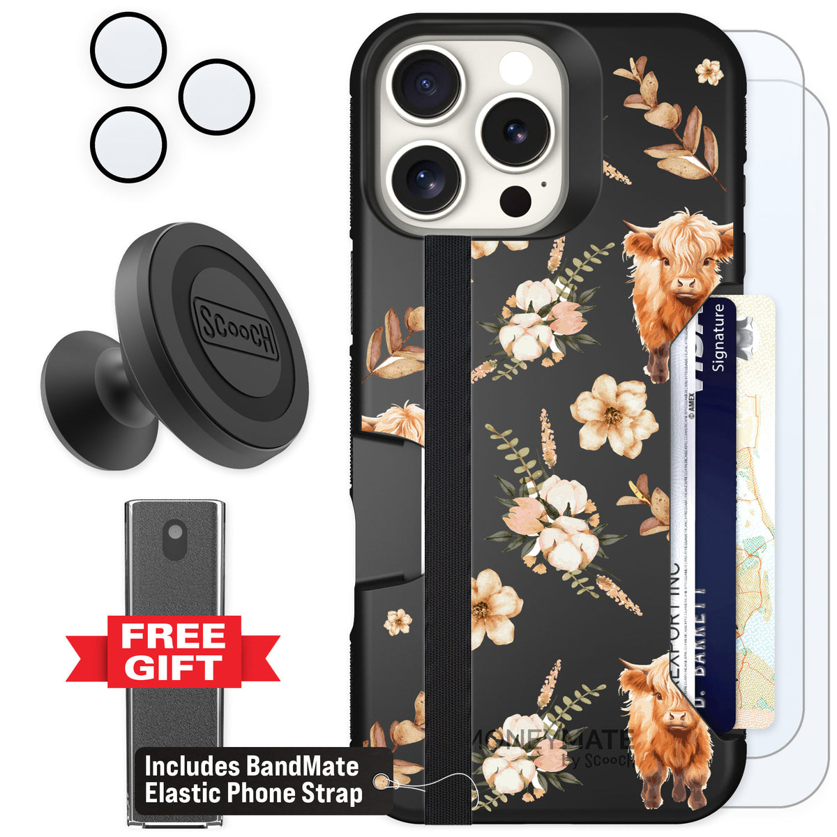 Scooch Moneymate Baby Cow for iPhone 16 Pro Max — Defender Bundle