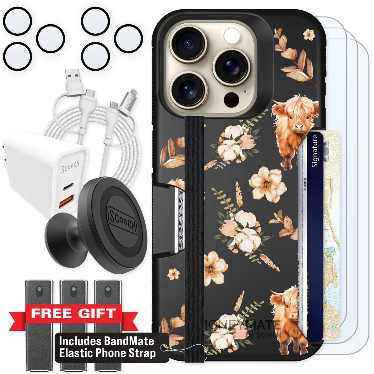 Scooch Moneymate Baby Cow for iPhone 15 Pro — Ultimate Bundle
