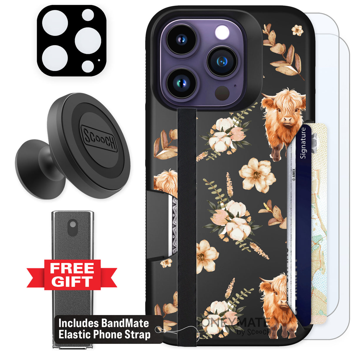 Scooch Moneymate Baby Cow for iPhone 14 Pro — Defender Bundle