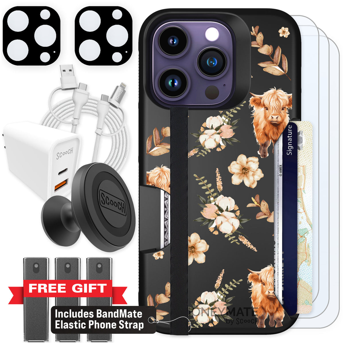 Scooch Moneymate Baby Cow for iPhone 14 Pro — Ultimate Bundle