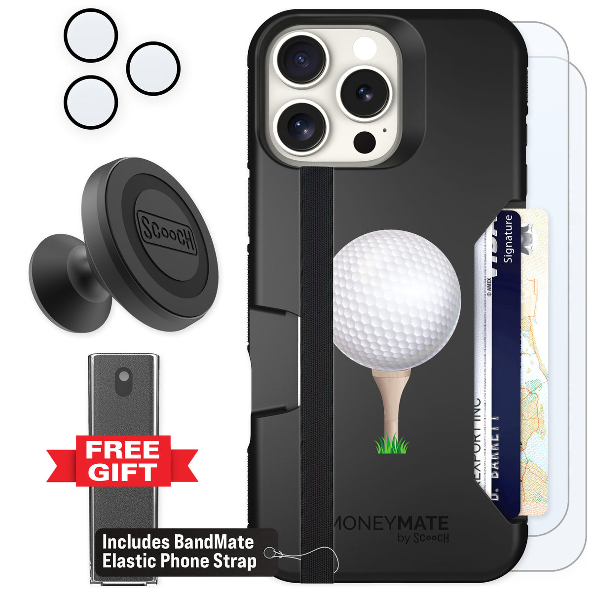 Scooch Moneymate Tee Time for iPhone 16 Pro Max β Defender Bundle