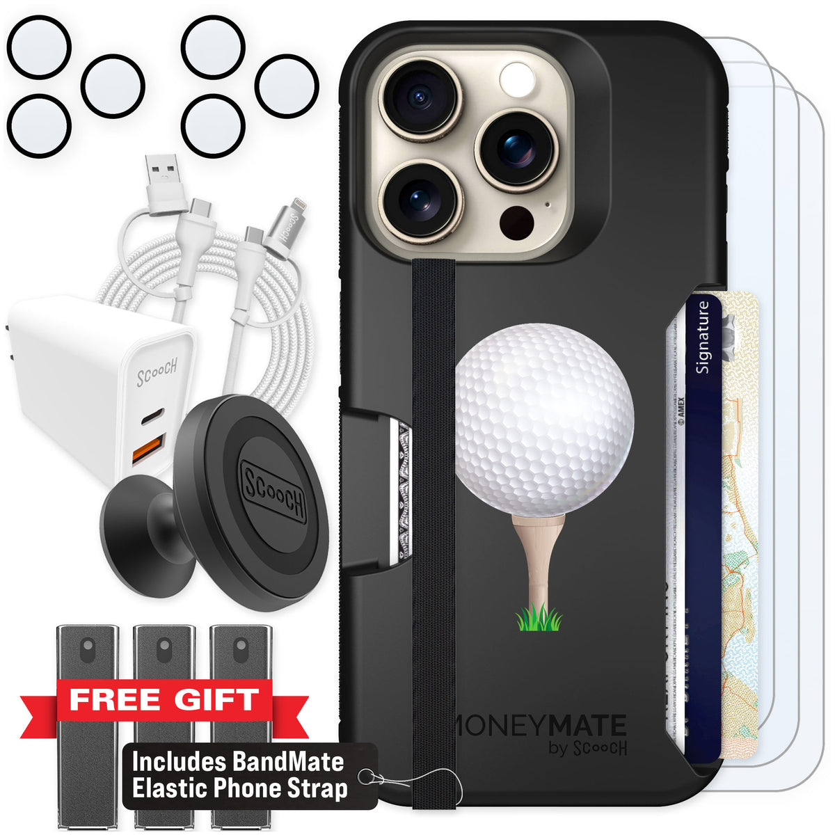 Scooch Moneymate Tee Time for iPhone 15 Pro β Ultimate Bundle
