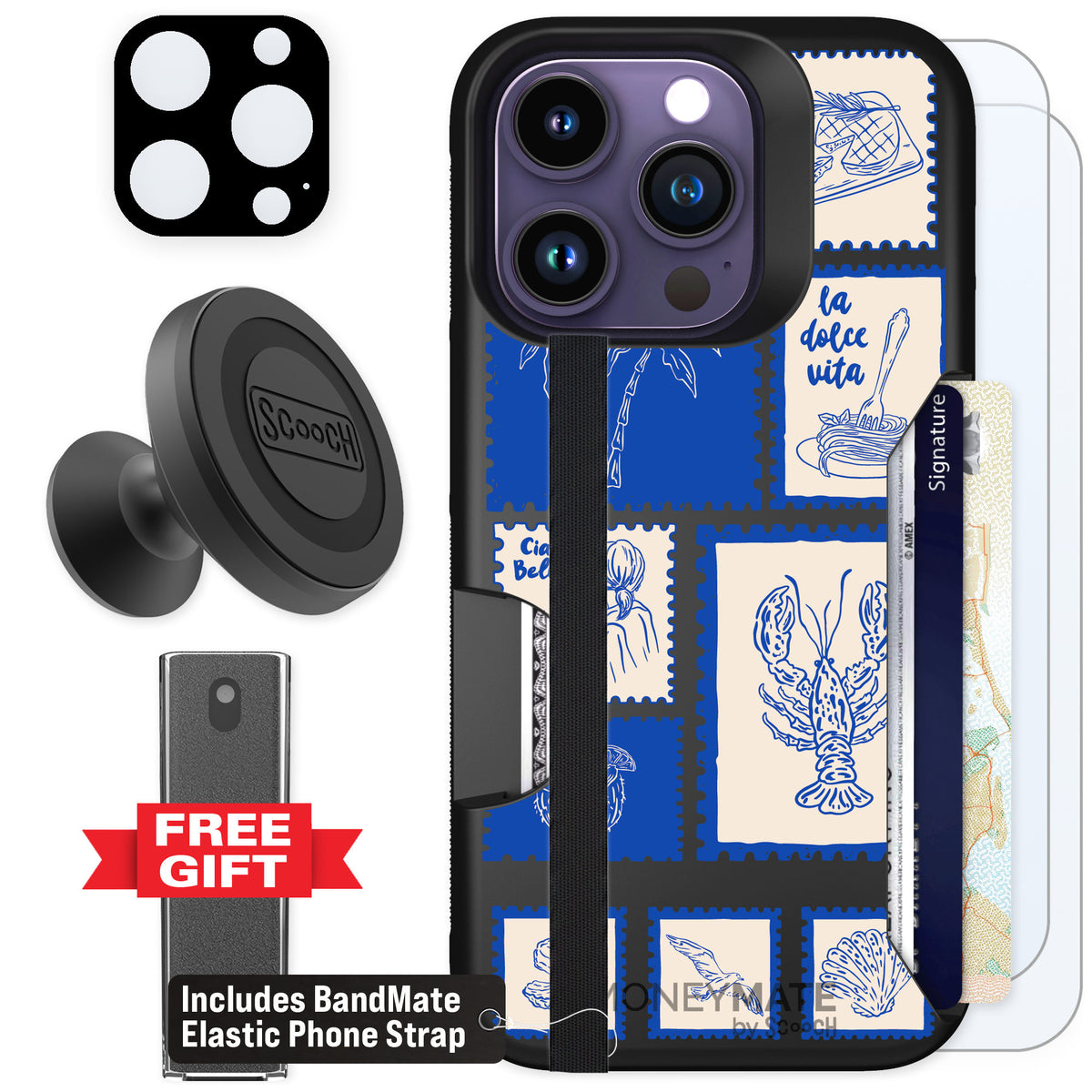 Scooch Moneymate Euro Summer for iPhone 14 Pro — Defender Bundle