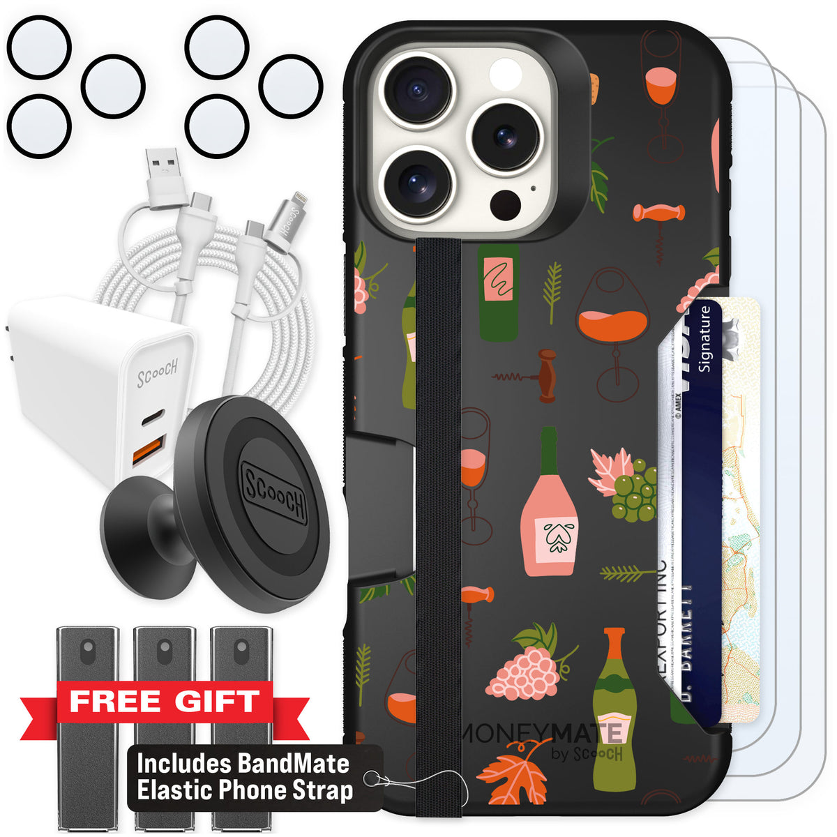 Scooch Moneymate Vino Vibes for iPhone 16 Pro Max β Ultimate Bundle