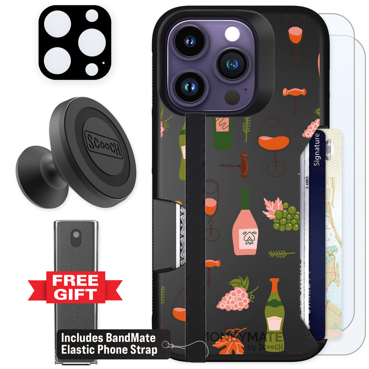 Scooch Moneymate Vino Vibes for iPhone 14 Pro β Defender Bundle