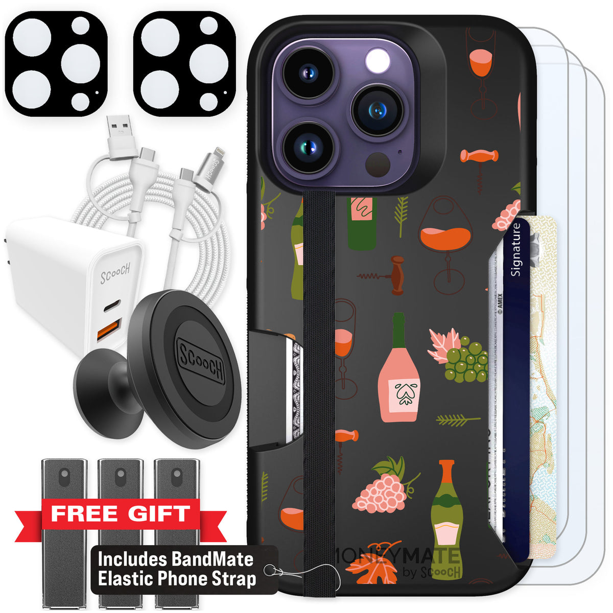 Scooch Moneymate Vino Vibes for iPhone 14 Pro β Ultimate Bundle