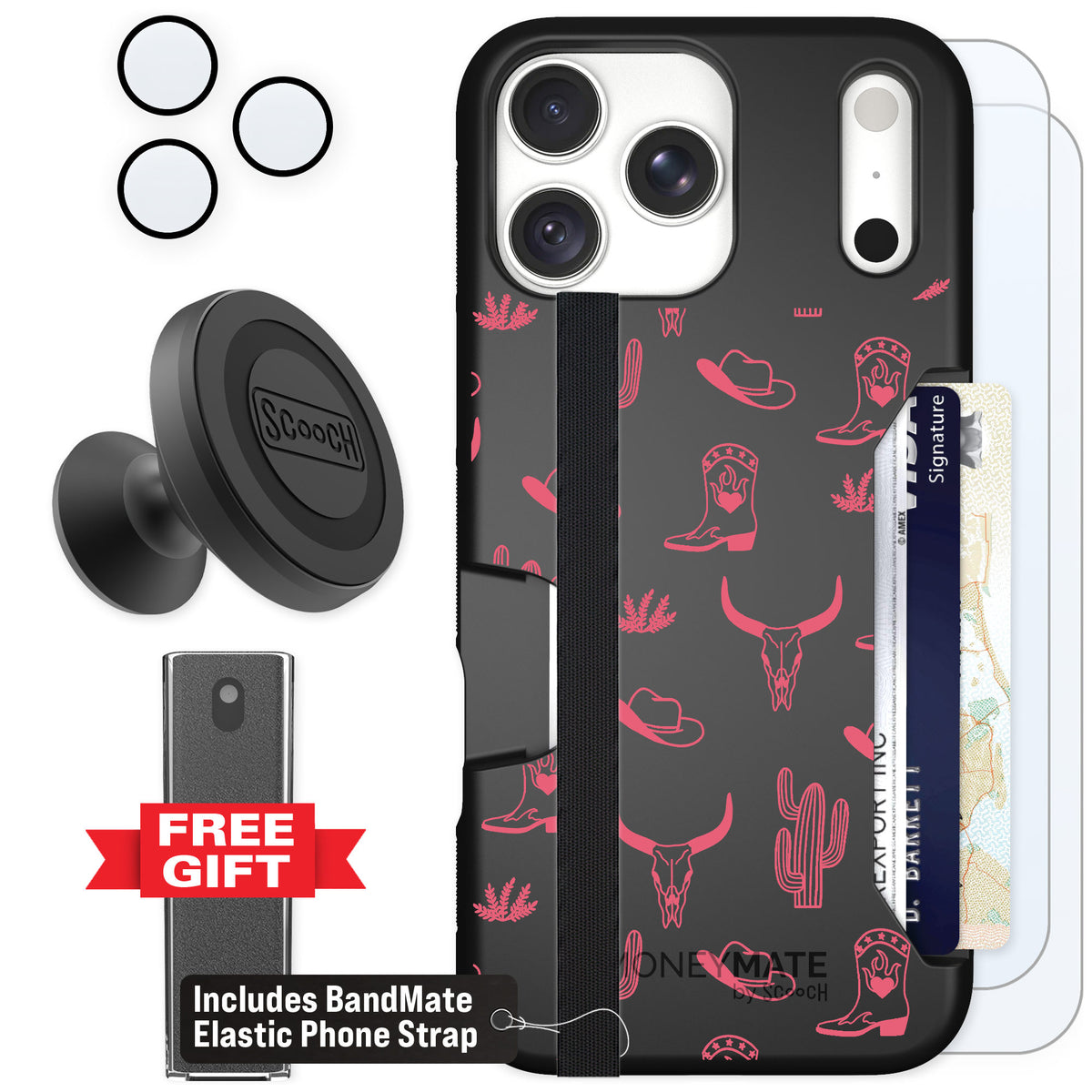 Scooch Moneymate Howdy Honey for iPhone 18 Pro Max β Defender Bundle