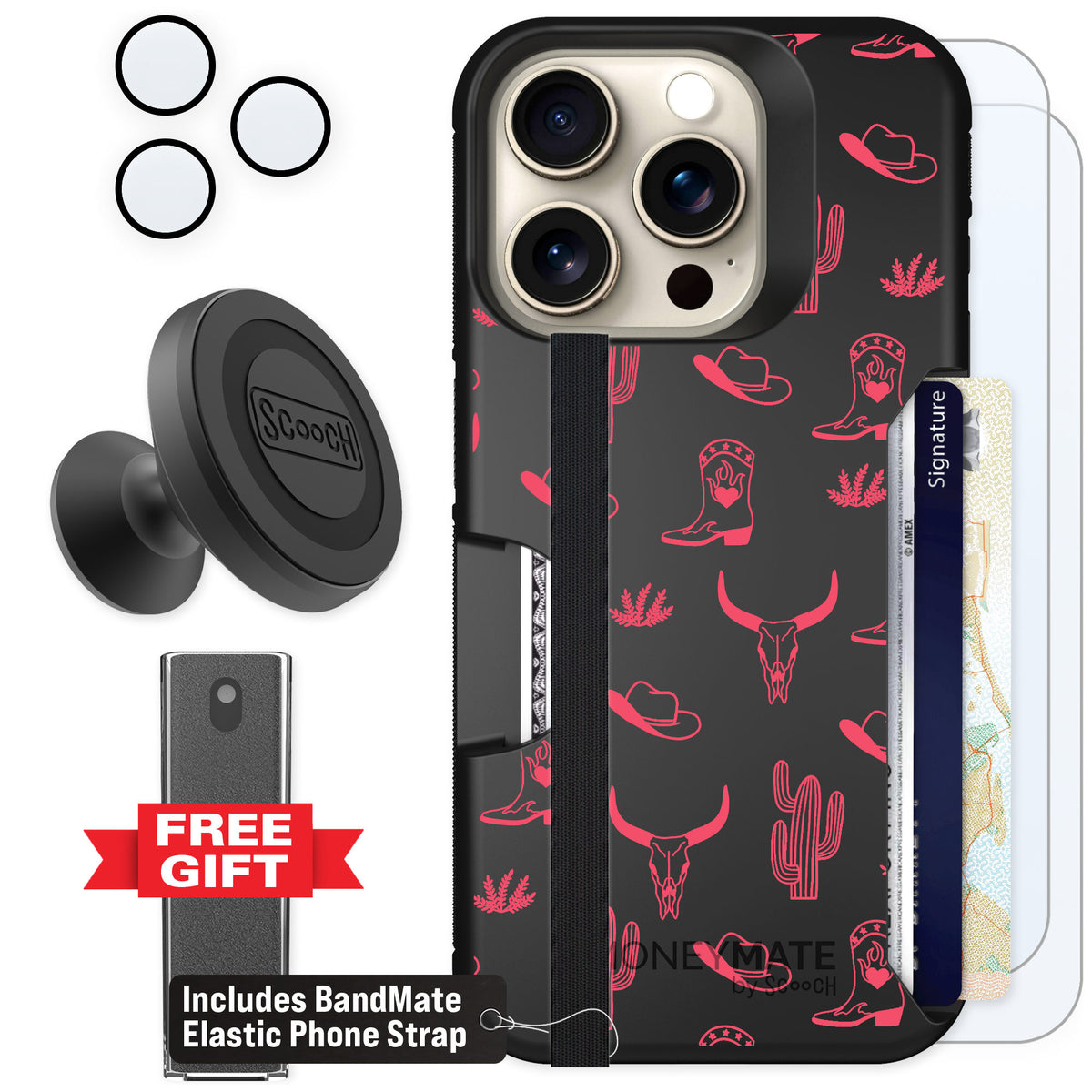 Scooch Moneymate Howdy Honey for iPhone 15 Pro β Defender Bundle