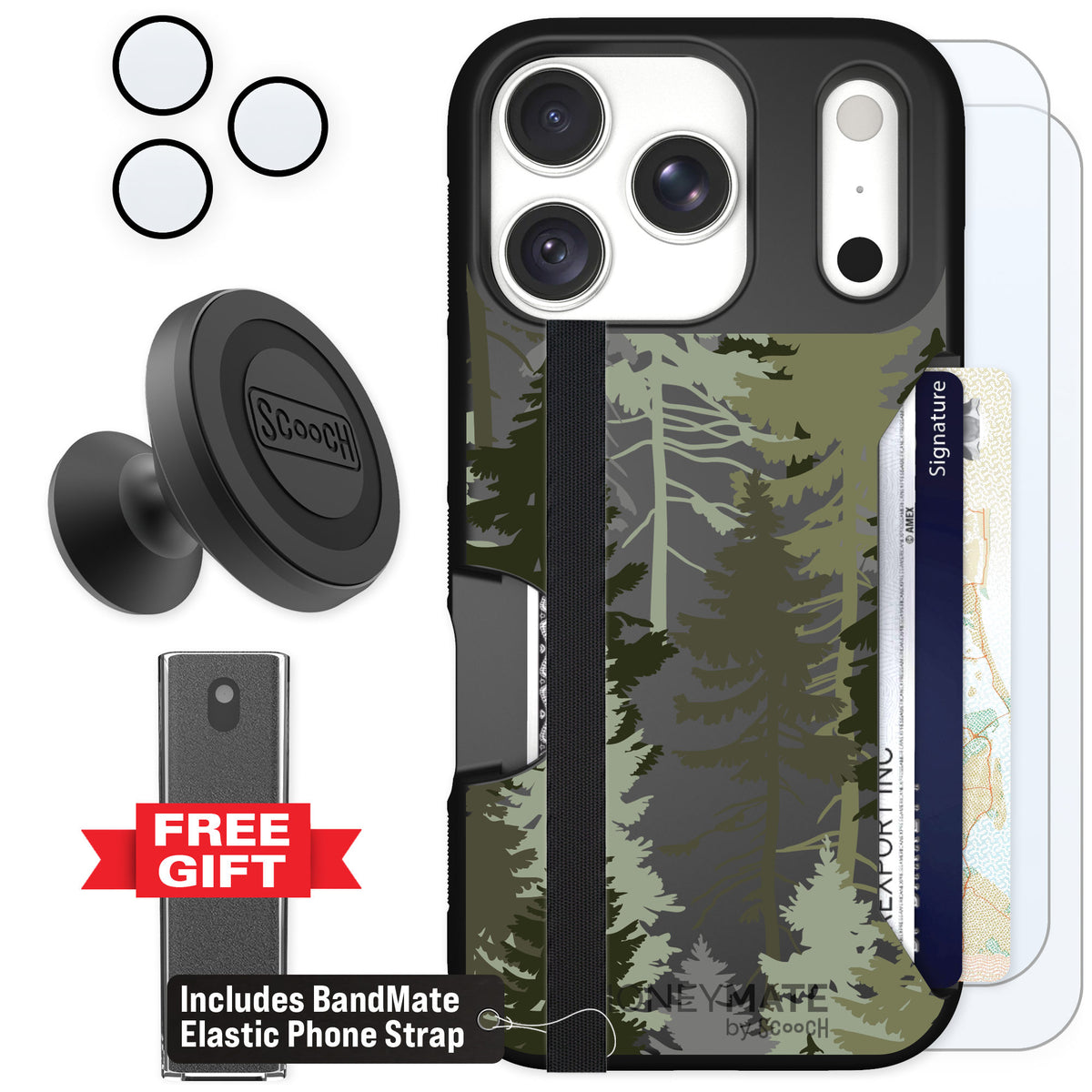 Scooch Moneymate Hidden Pines for iPhone 18 Pro β Defender Bundle