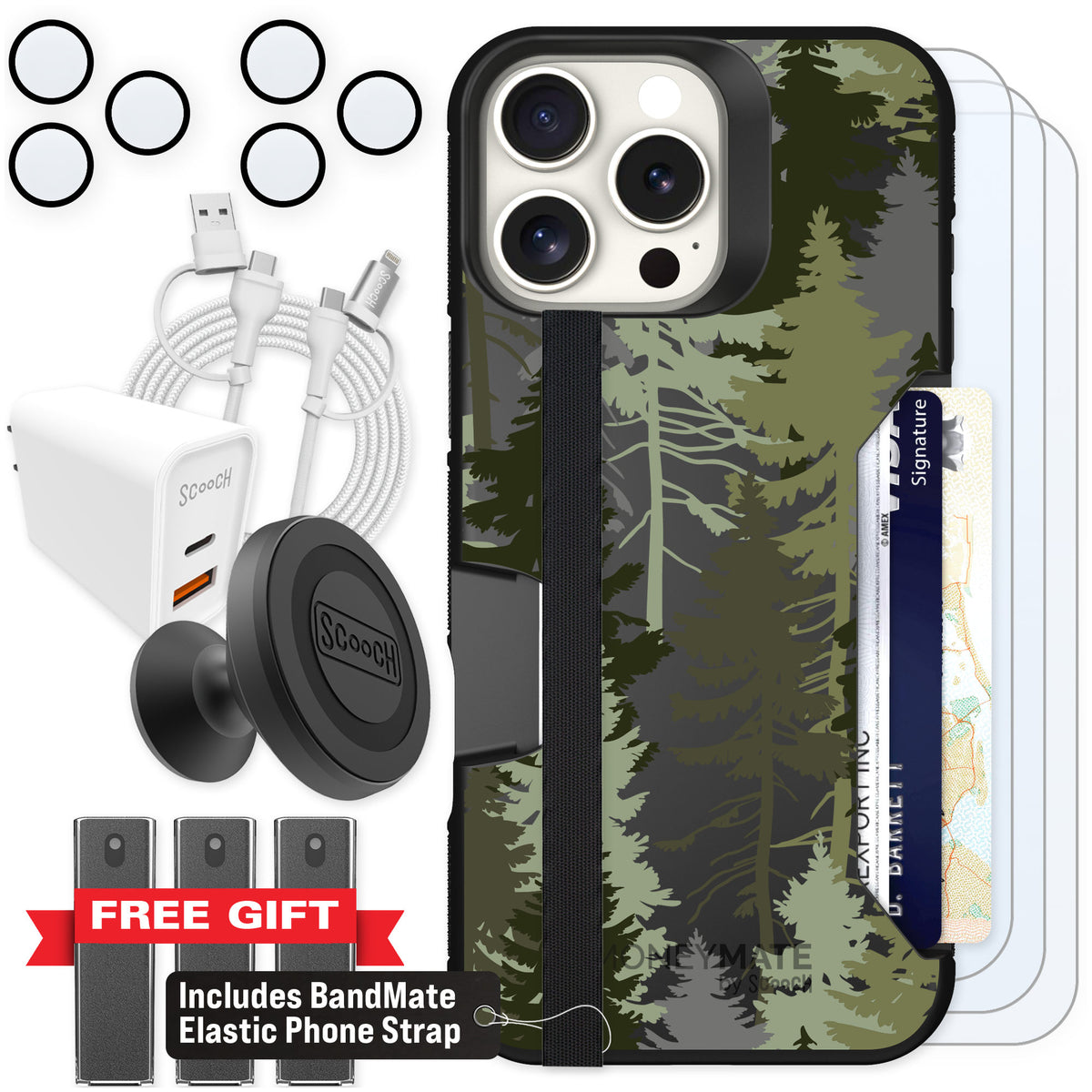 Scooch Moneymate Hidden Pines for iPhone 16 Pro Max β Ultimate Bundle