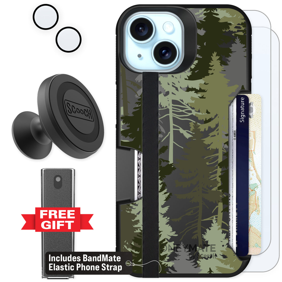Scooch Moneymate Hidden Pines for iPhone 15 β Defender Bundle