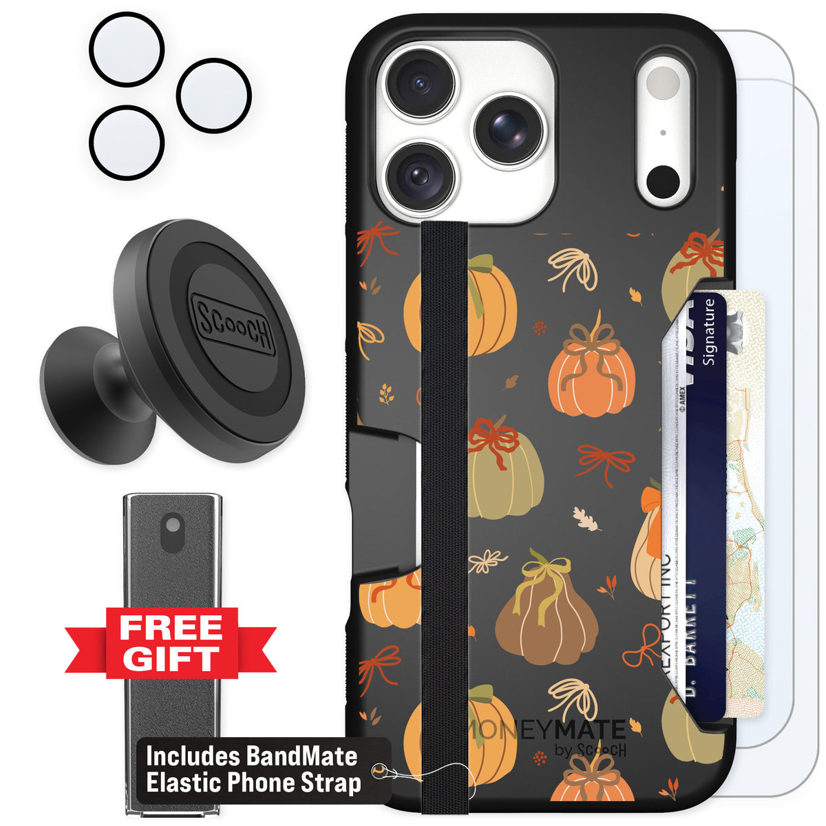 Scooch Moneymate Pretty Pumpkins for iPhone 18 Pro Max β Defender Bundle