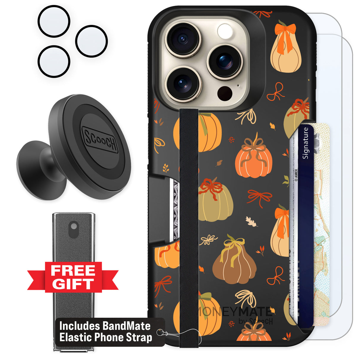 Scooch Moneymate Pretty Pumpkins for iPhone 15 Pro β Defender Bundle