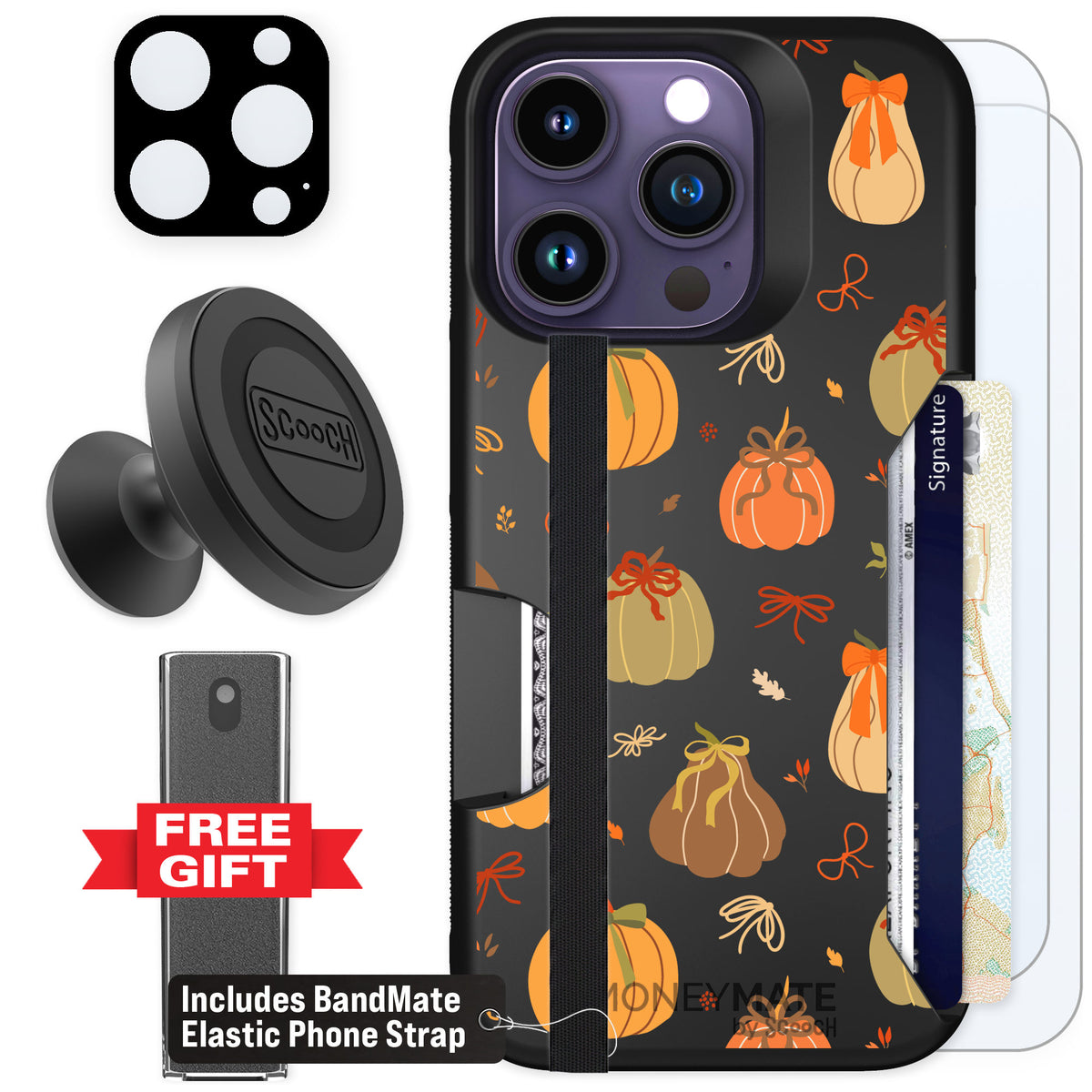 Scooch Moneymate Pretty Pumpkins for iPhone 14 Pro β Defender Bundle