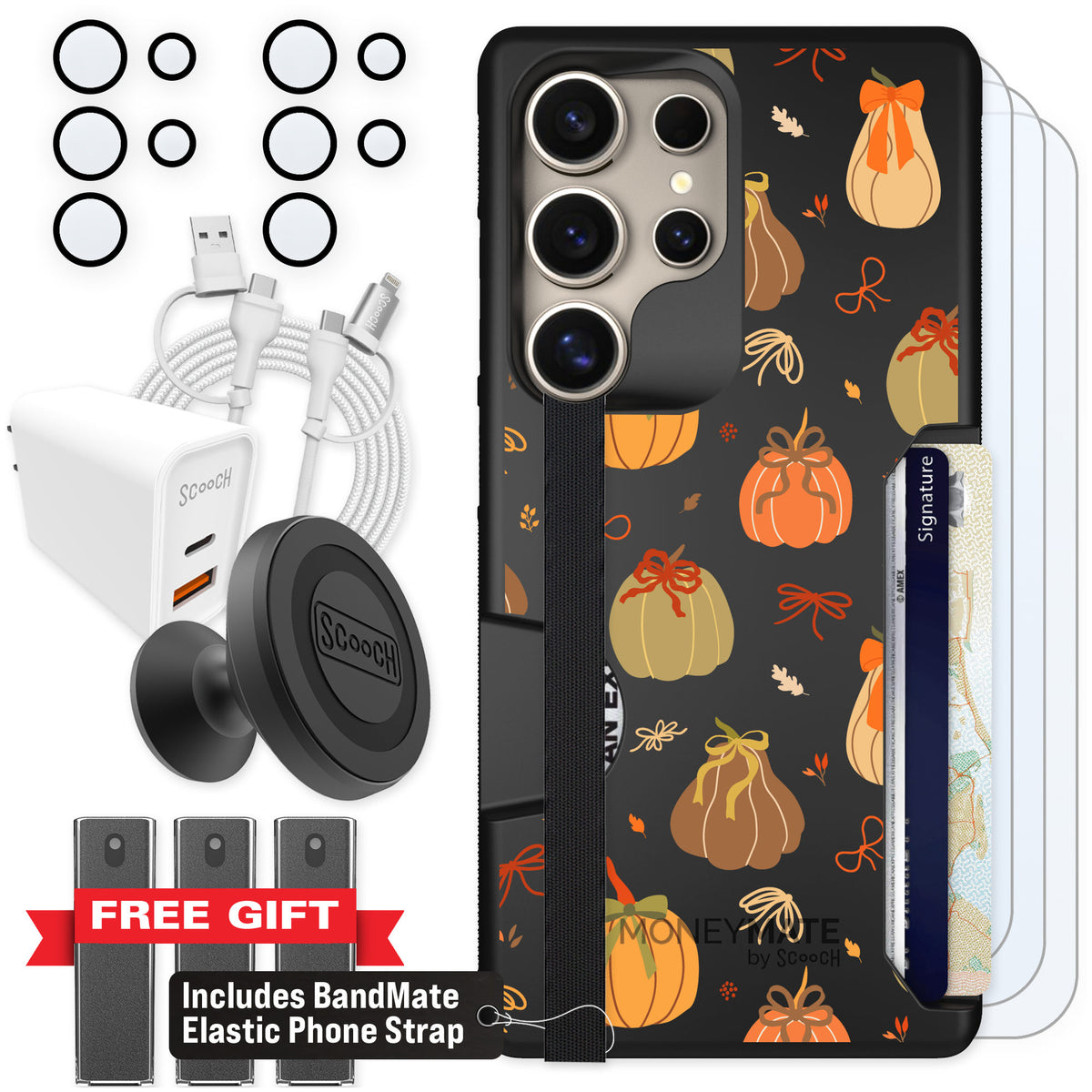 Scooch Moneymate Pretty Pumpkins for Galaxy S25 Ultra β Ultimate Bundle