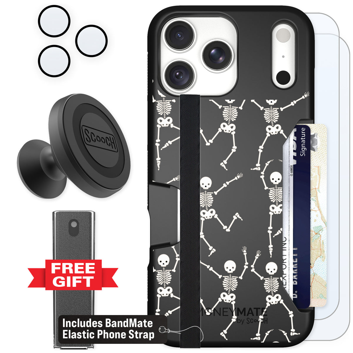 Scooch Moneymate Swinging Skeletons for iPhone 18 Pro Max β Defender Bundle