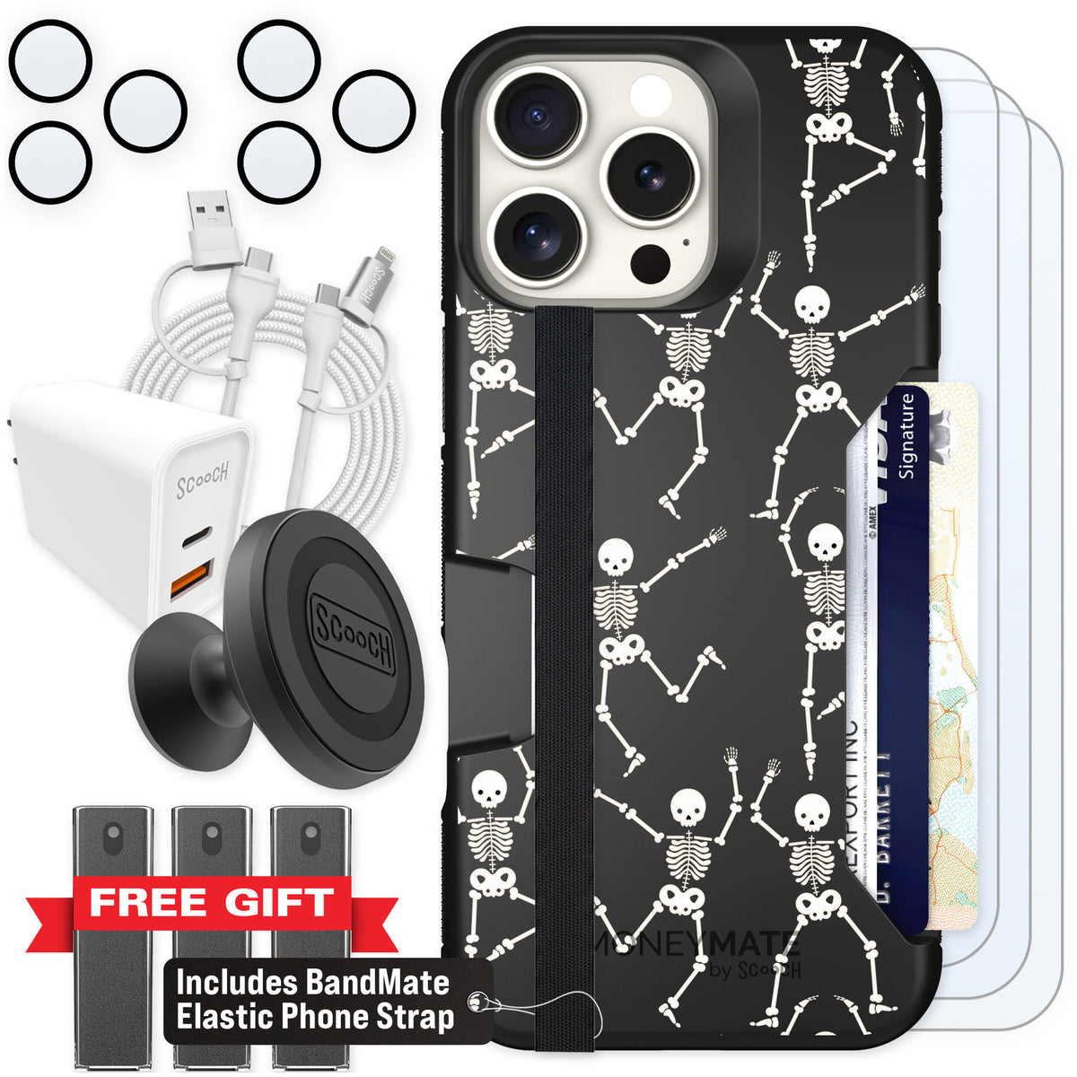 Scooch Moneymate Swinging Skeletons for iPhone 16 Pro Max β Ultimate Bundle