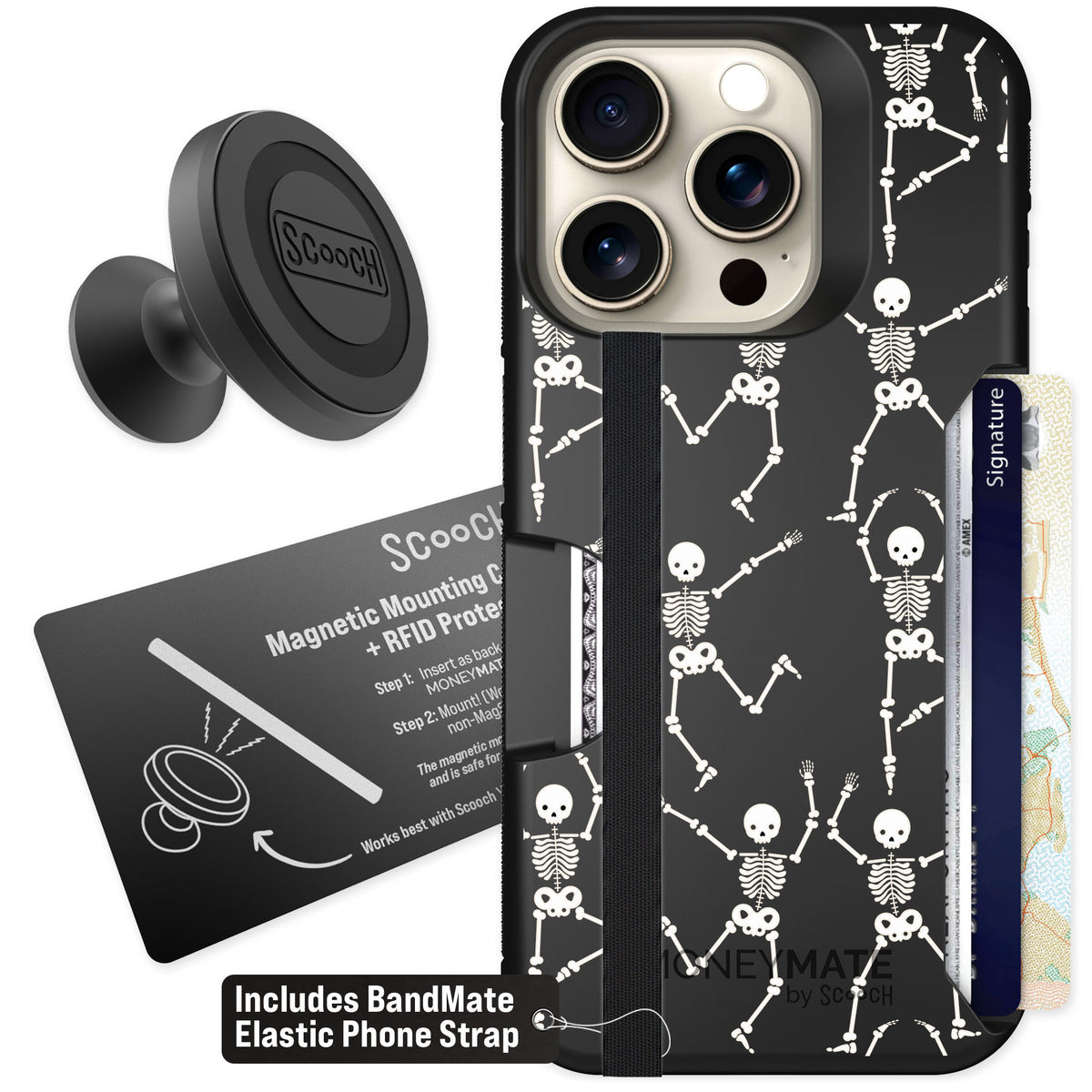 Scooch Moneymate Swinging Skeletons for iPhone 15 Pro β Starter Bundle