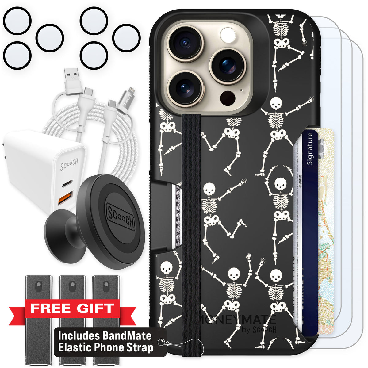 Scooch Moneymate Swinging Skeletons for iPhone 15 Pro β Ultimate Bundle