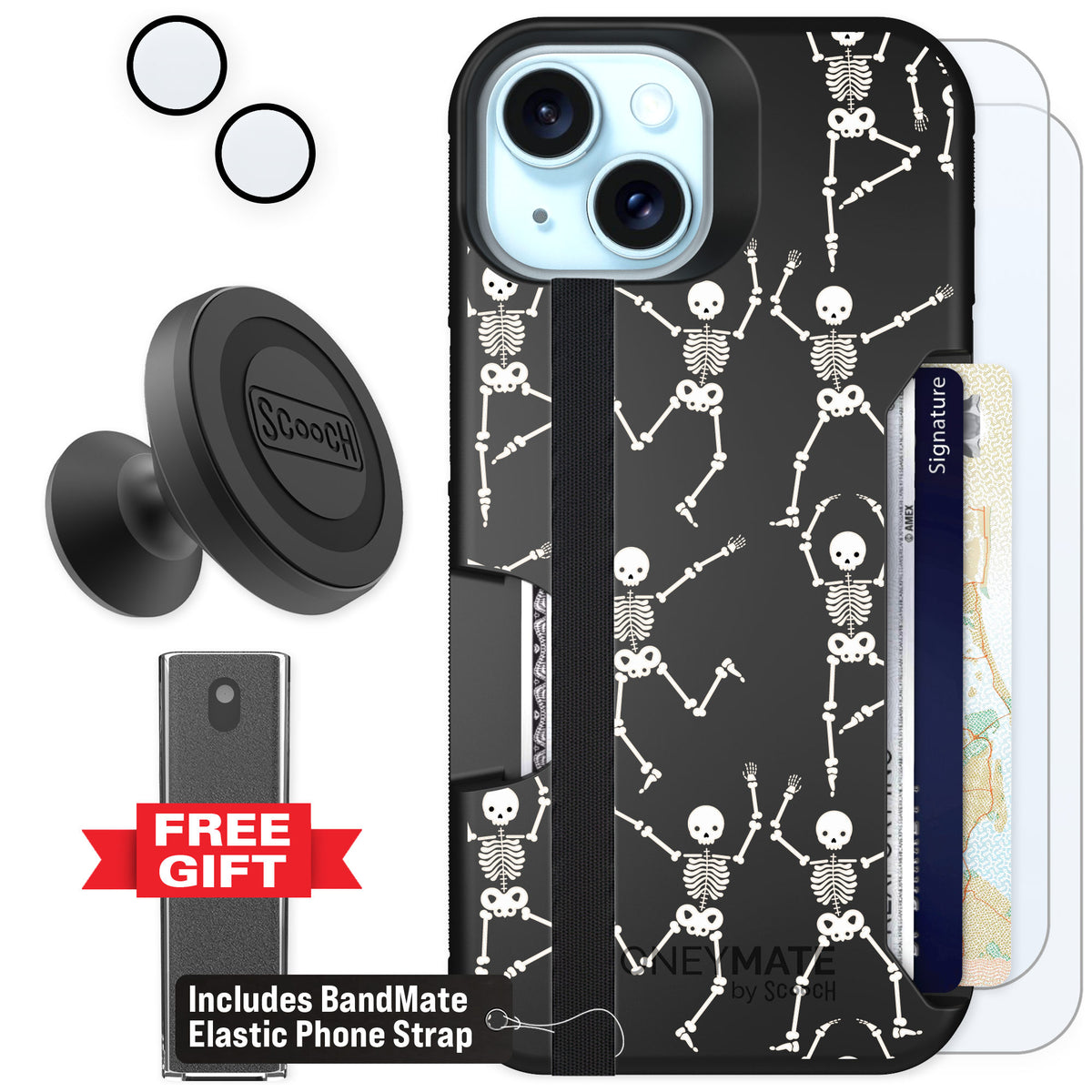 Scooch Moneymate Swinging Skeletons for iPhone 15 β Defender Bundle