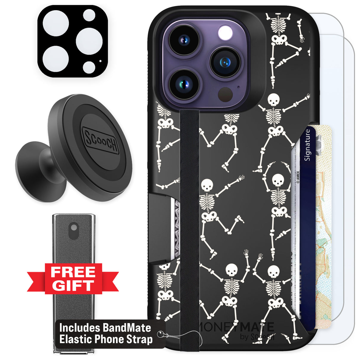 Scooch Moneymate Swinging Skeletons for iPhone 14 Pro β Defender Bundle