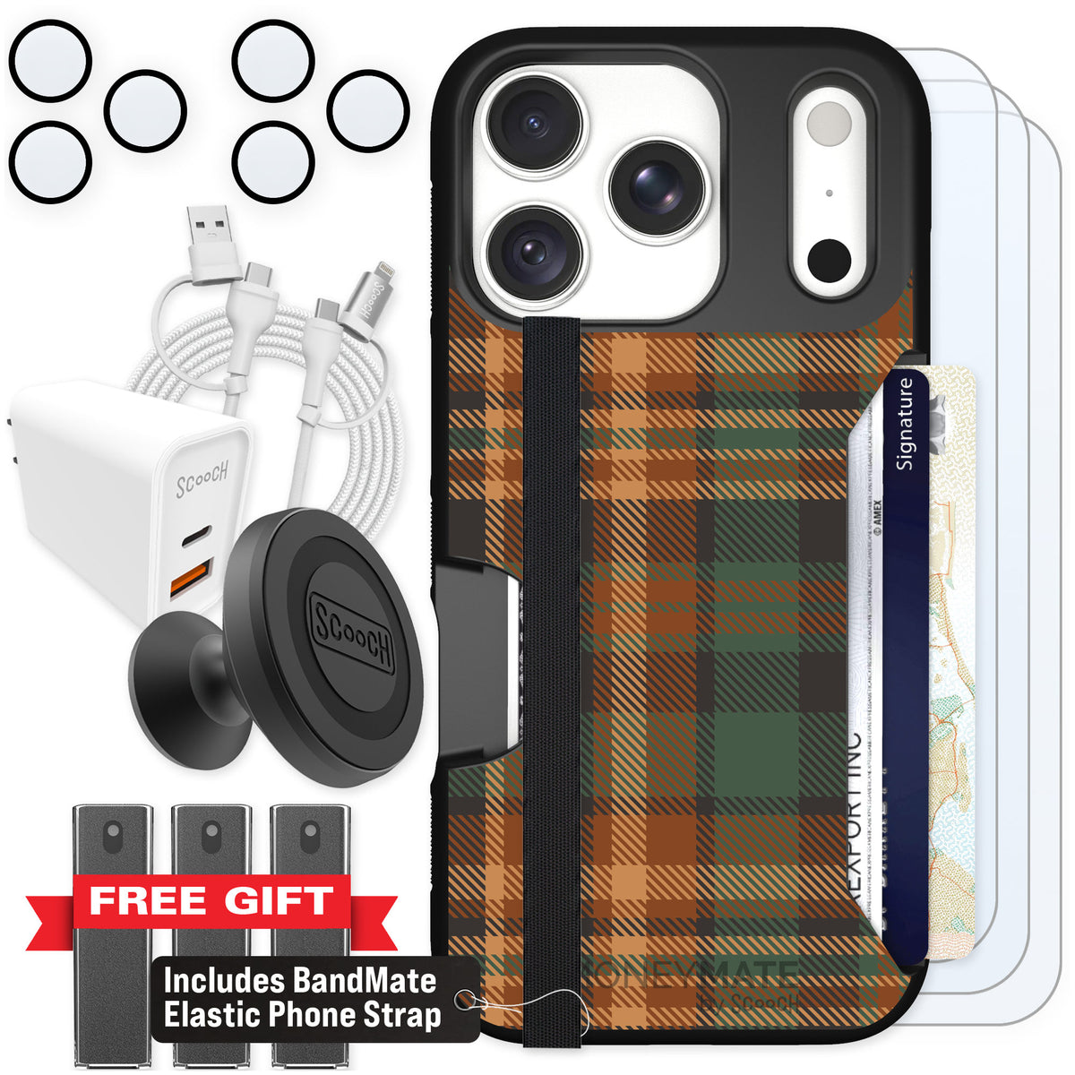 Scooch Moneymate Fall Flannel for iPhone 18 Pro β Ultimate Bundle