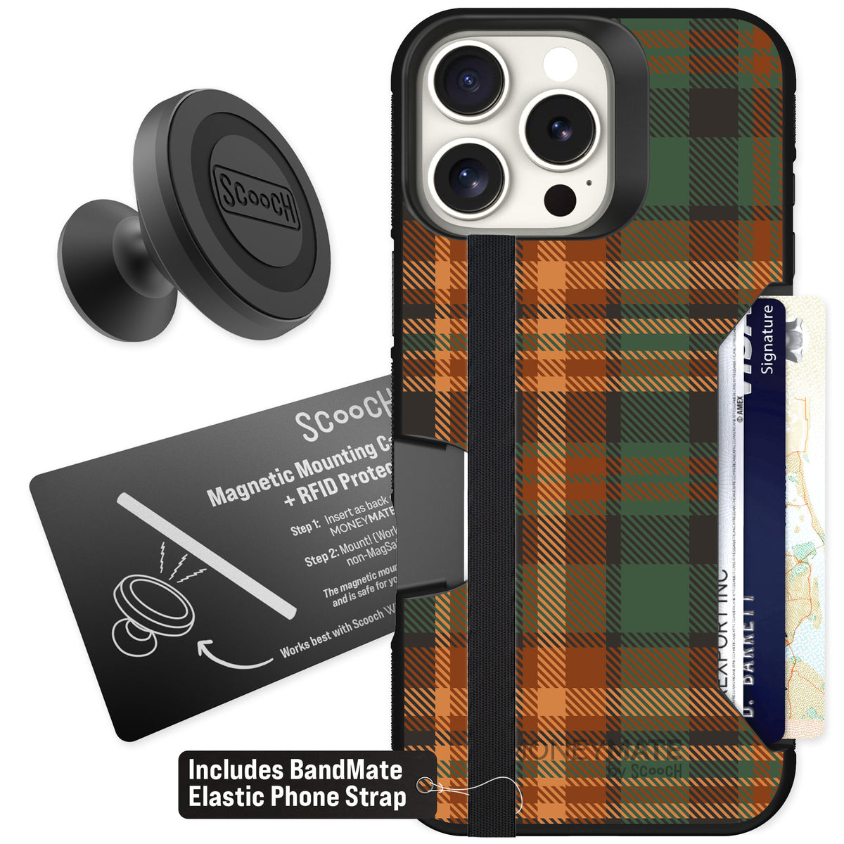 Scooch Moneymate Fall Flannel for iPhone 16 Pro Max β Starter Bundle