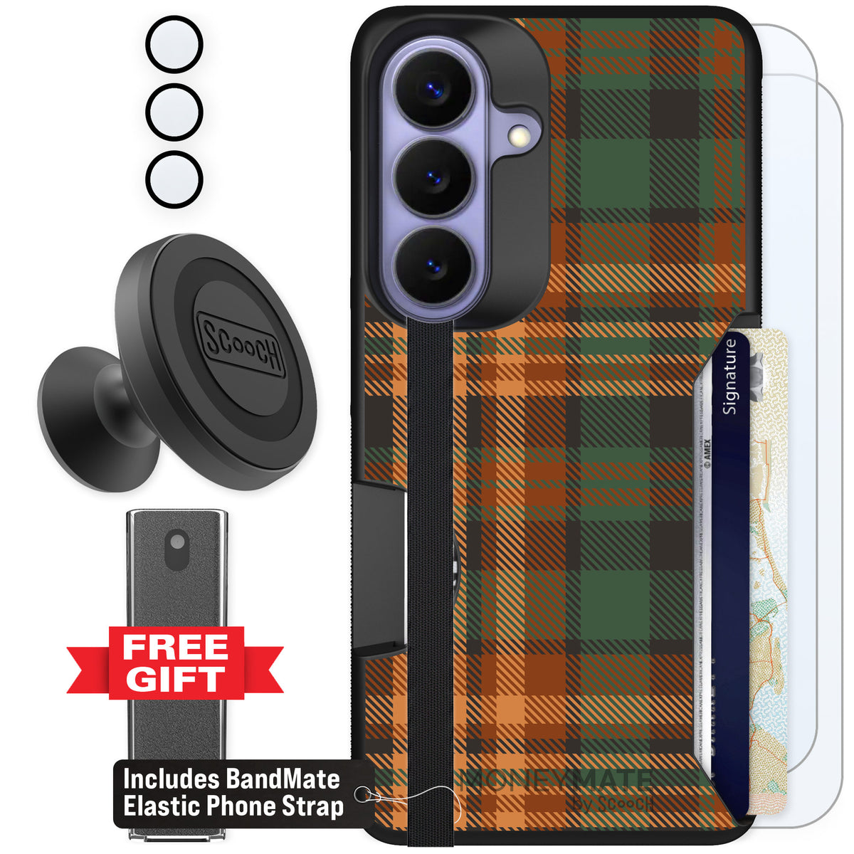 Scooch Moneymate Fall Flannel for Galaxy S26 β Defender Bundle