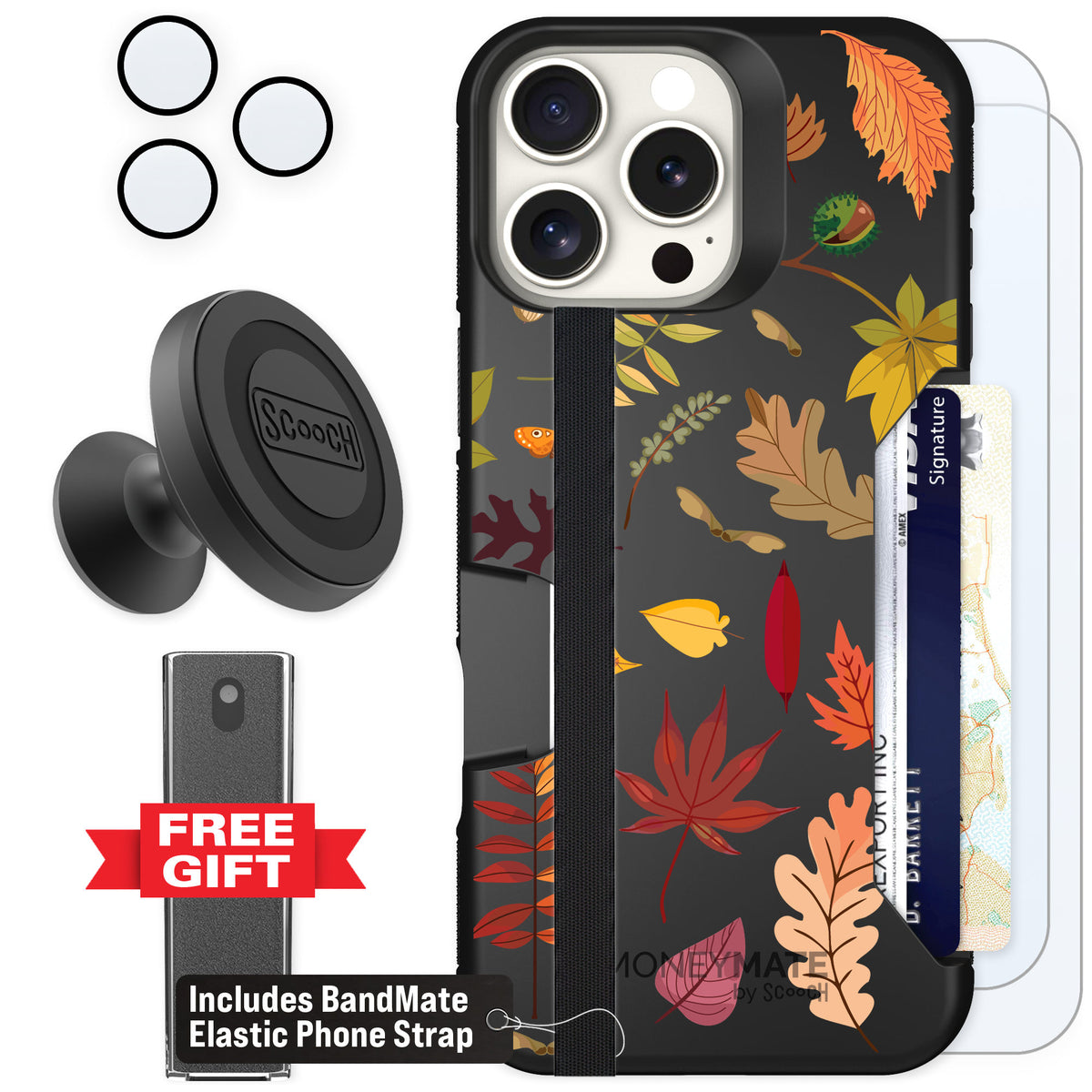 Scooch Moneymate Autumn Leaves for iPhone 16 Pro Max — Defender Bundle