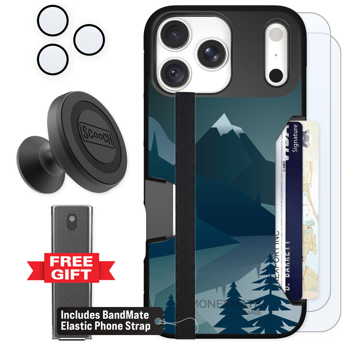Scooch Moneymate Midnight Ridge for iPhone 18 Pro Max β Defender Bundle