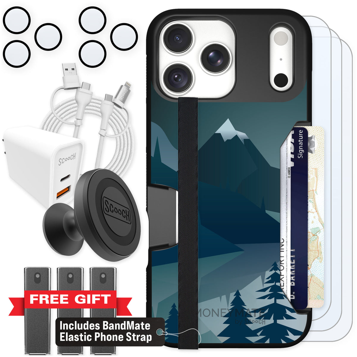 Scooch Moneymate Midnight Ridge for iPhone 18 Pro Max β Ultimate Bundle