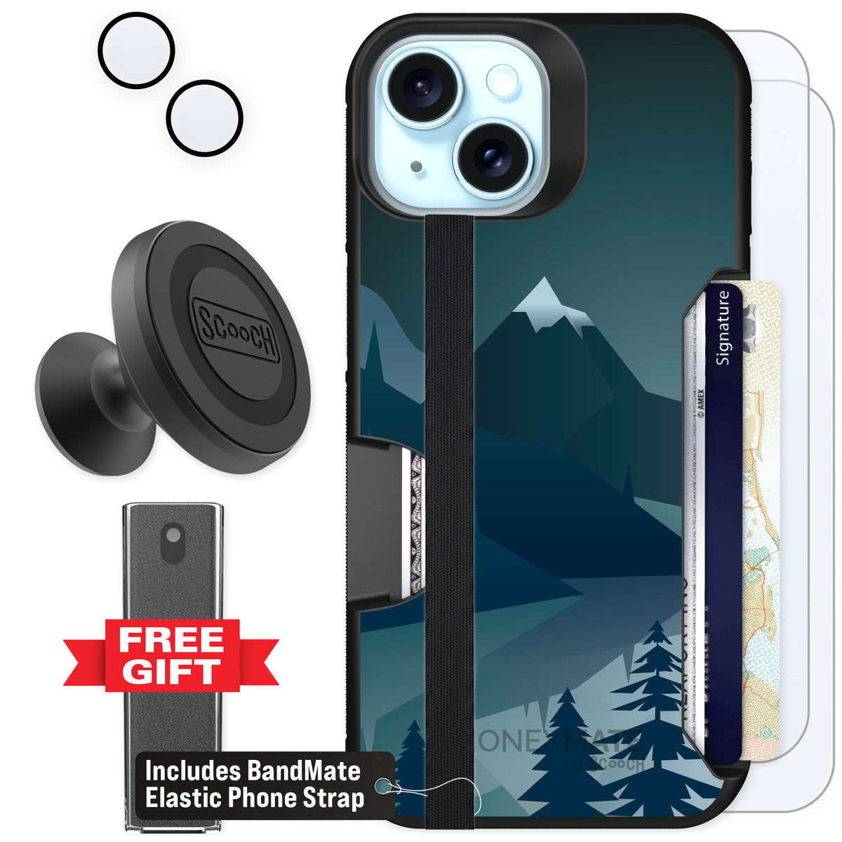 Scooch Moneymate Midnight Ridge for iPhone 15 β Defender Bundle