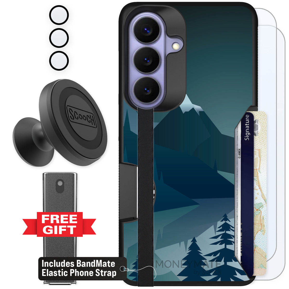 Scooch Moneymate Midnight Ridge for Galaxy S26 β Defender Bundle