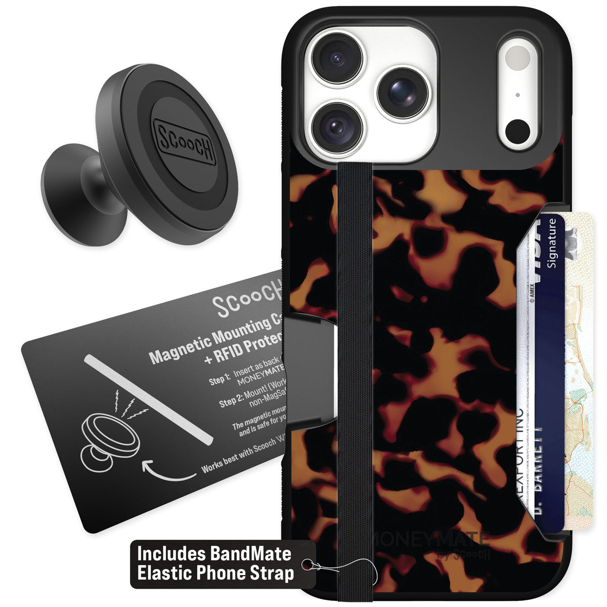 Scooch Moneymate Tortoise Shell for iPhone 18 Pro Max β Starter Bundle