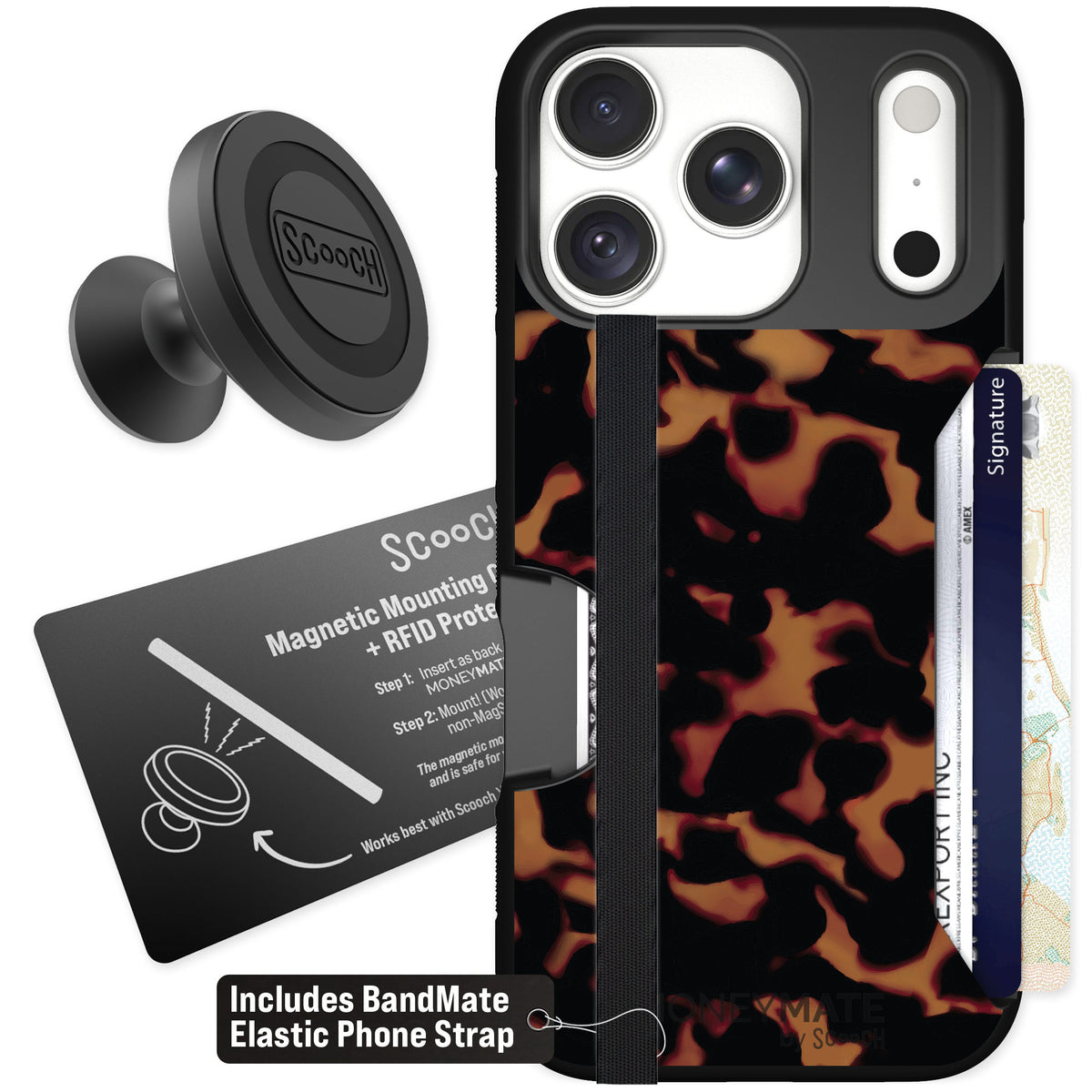 Scooch Moneymate Tortoise Shell for iPhone 18 Pro β Starter Bundle