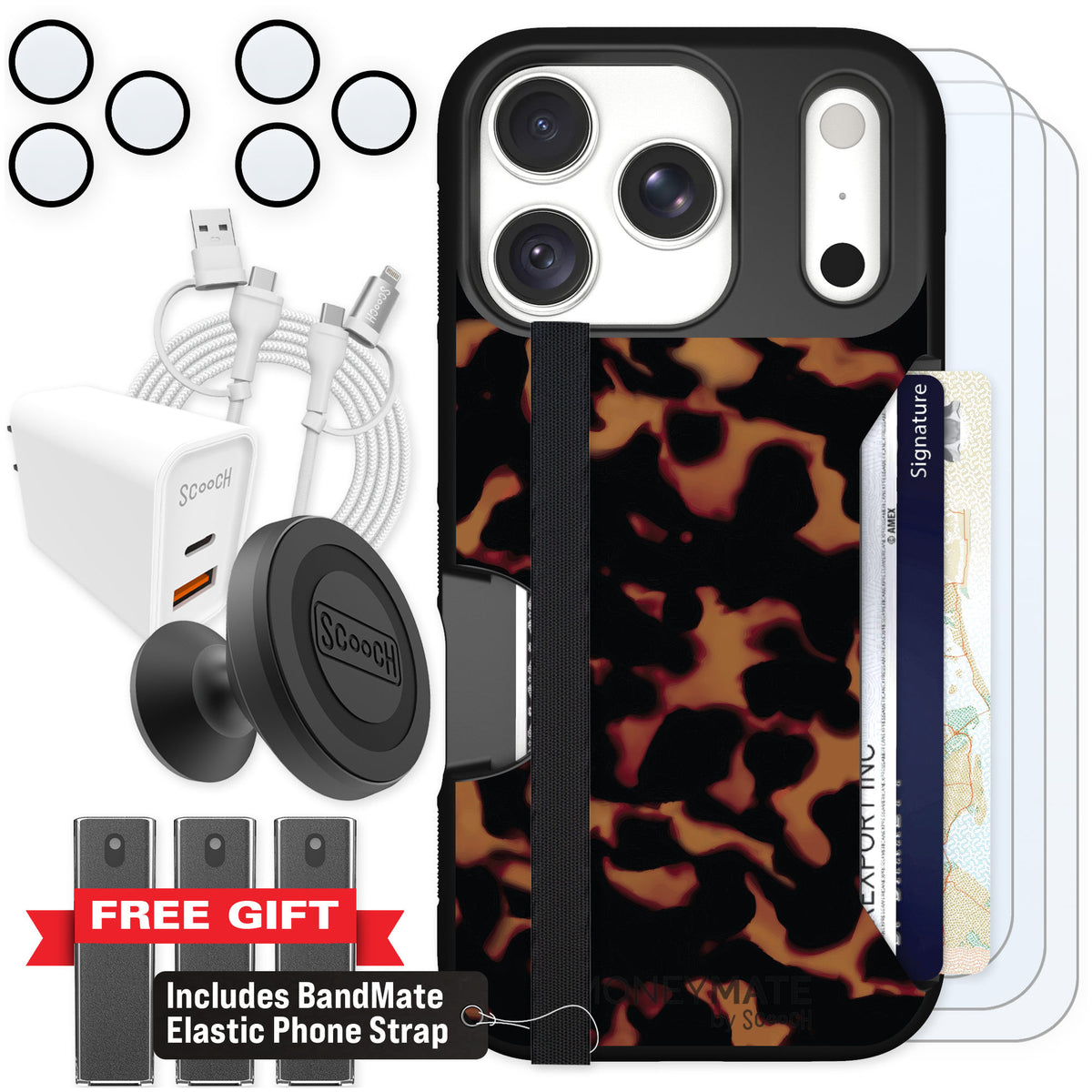 Scooch Moneymate Tortoise Shell for iPhone 18 Pro β Ultimate Bundle