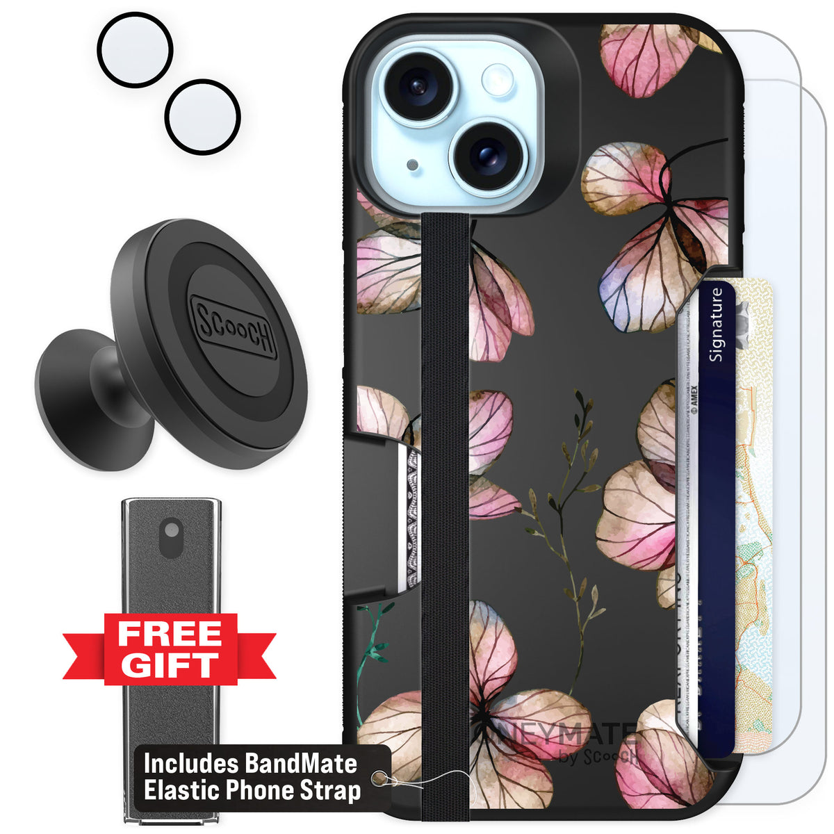 Scooch Moneymate Dried Flowers for iPhone 15 — Defender Bundle