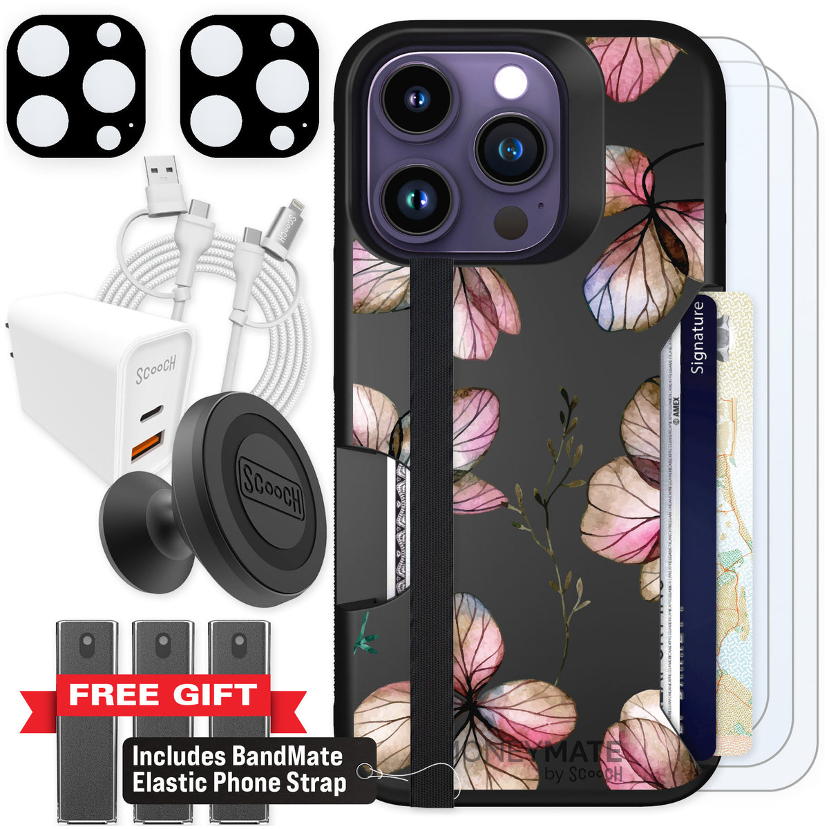 Scooch Moneymate Dried Flowers for iPhone 14 Pro — Ultimate Bundle
