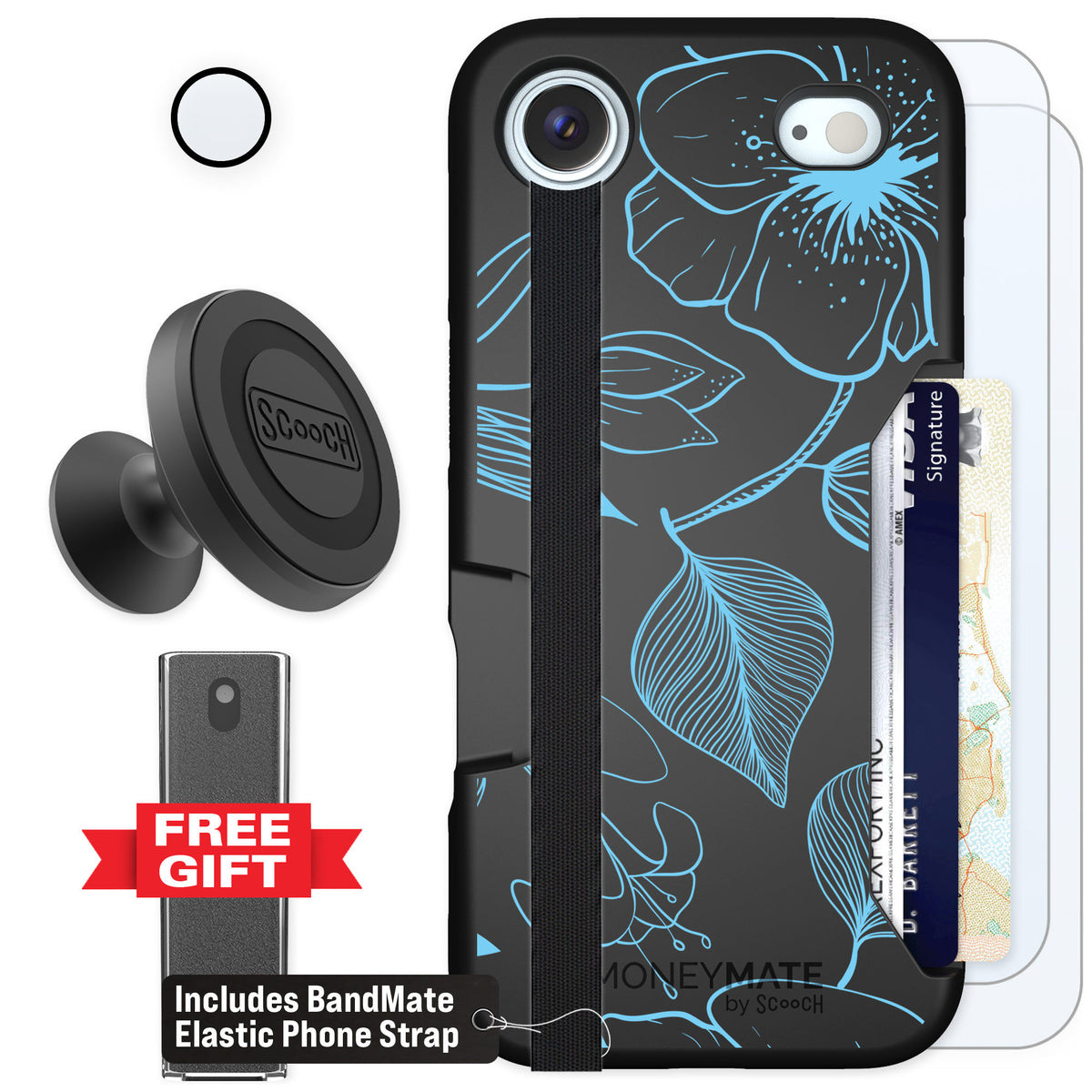 Scooch Moneymate Blue Hibiscus for iPhone Air — Defender Bundle
