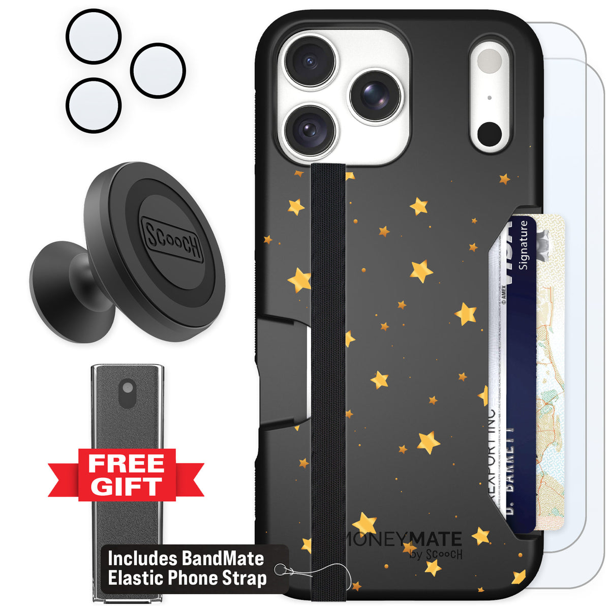 Scooch Moneymate Gold Stars for iPhone 18 Pro Max β Defender Bundle
