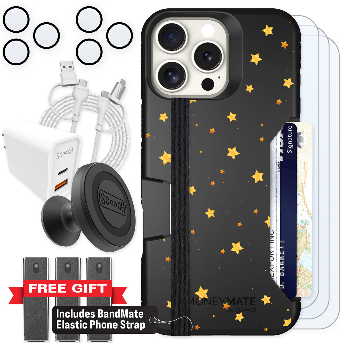 Scooch Moneymate Gold Stars for iPhone 16 Pro Max β Ultimate Bundle