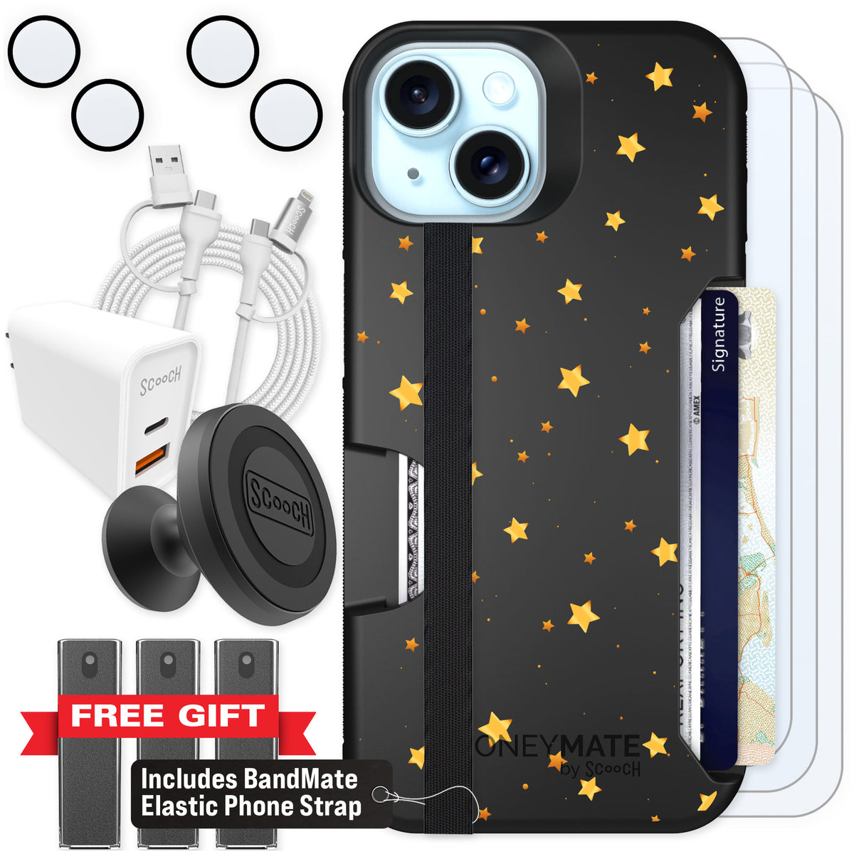 Scooch Moneymate Gold Stars for iPhone 15 β Ultimate Bundle